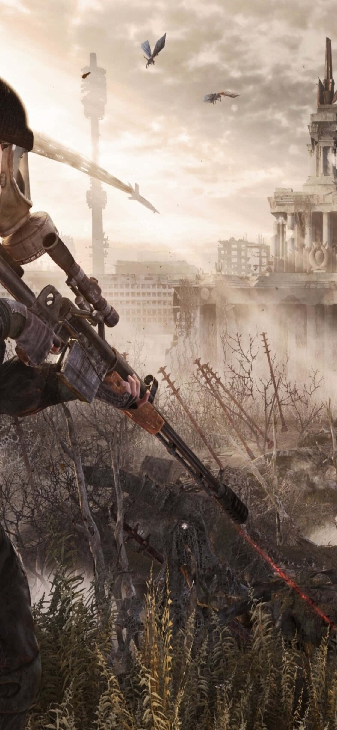 Солдат, идущий к деревне, фон iPhone X Metro Last Light Обои