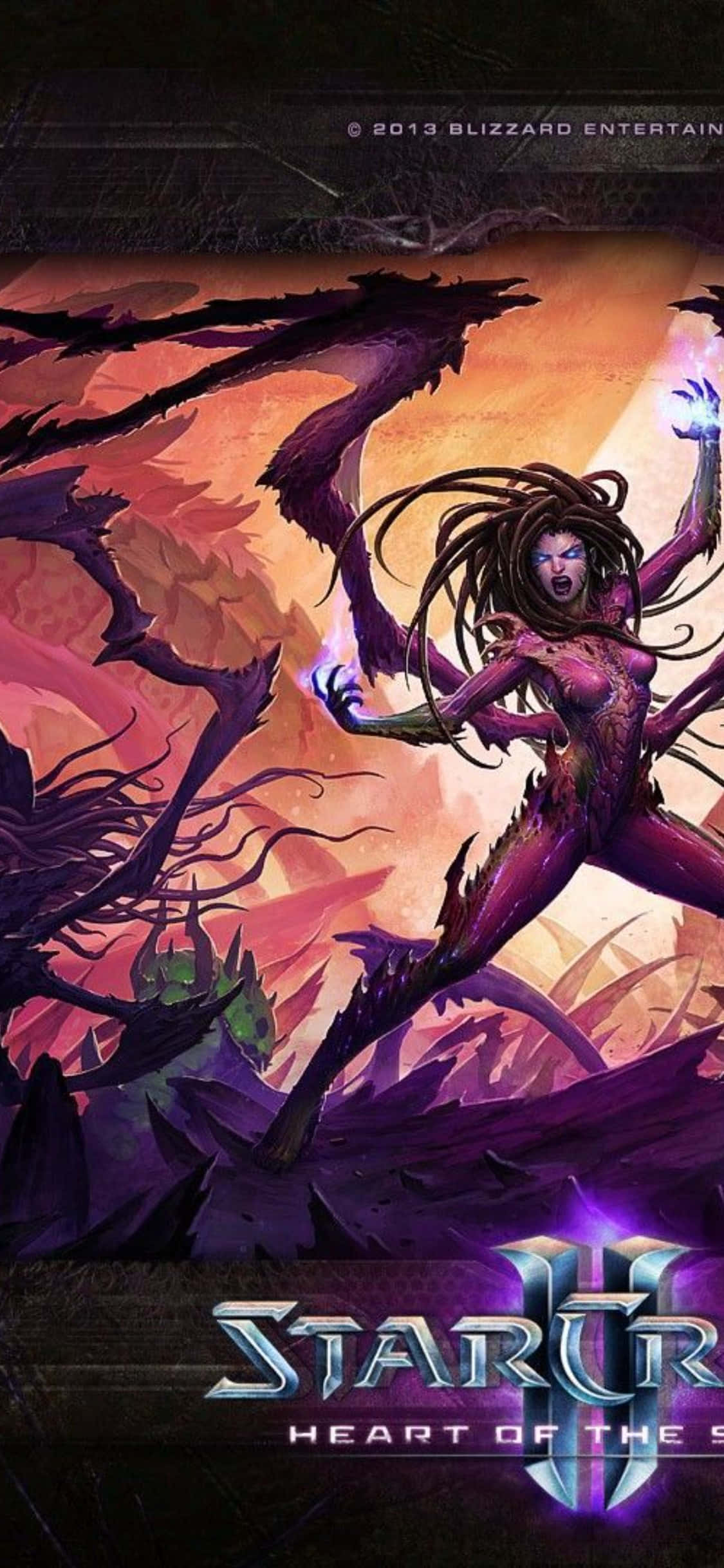 Фон iPhone X Starcraft II Фиолетовый Оранжевый Обои