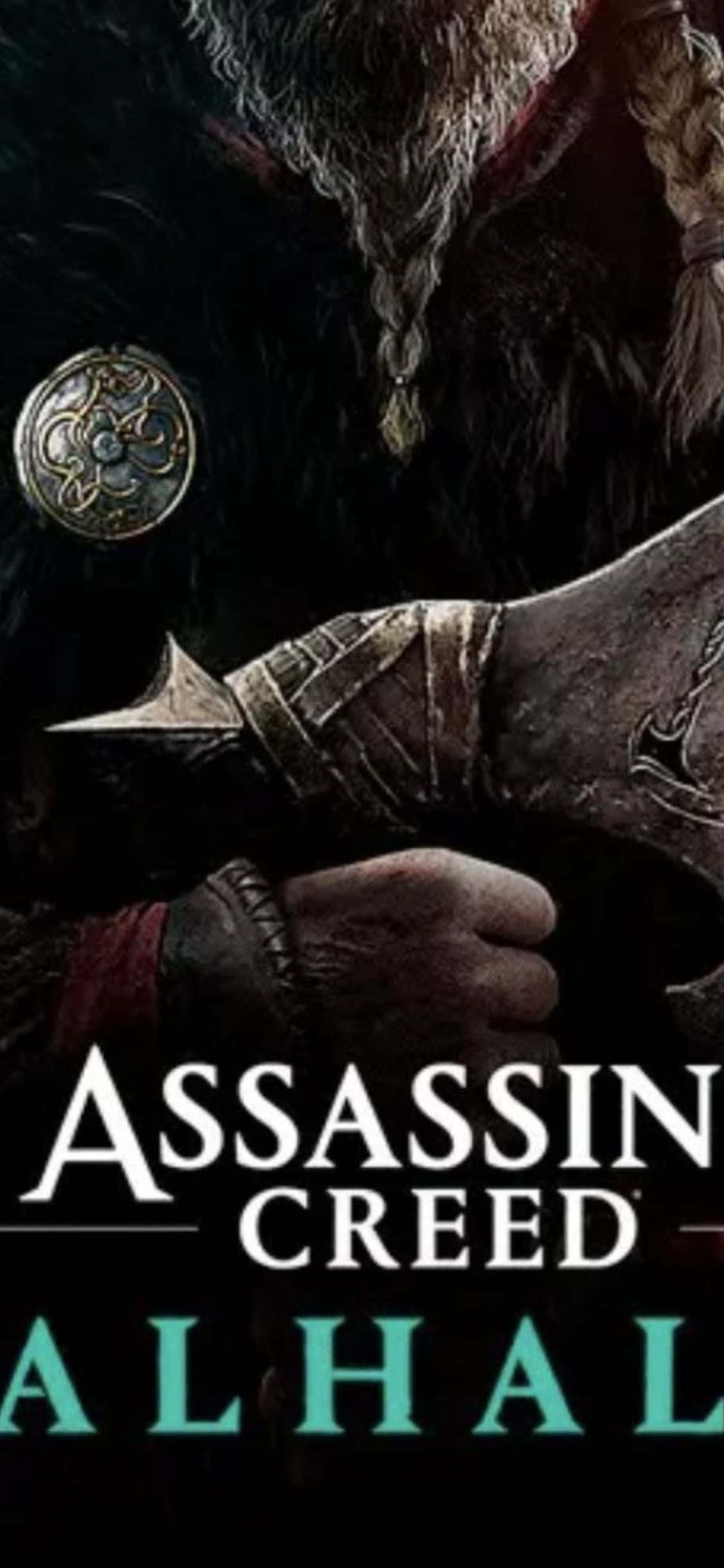 Фон для iPhone XS с постером игры Assassin's Creed Valhalla Обои