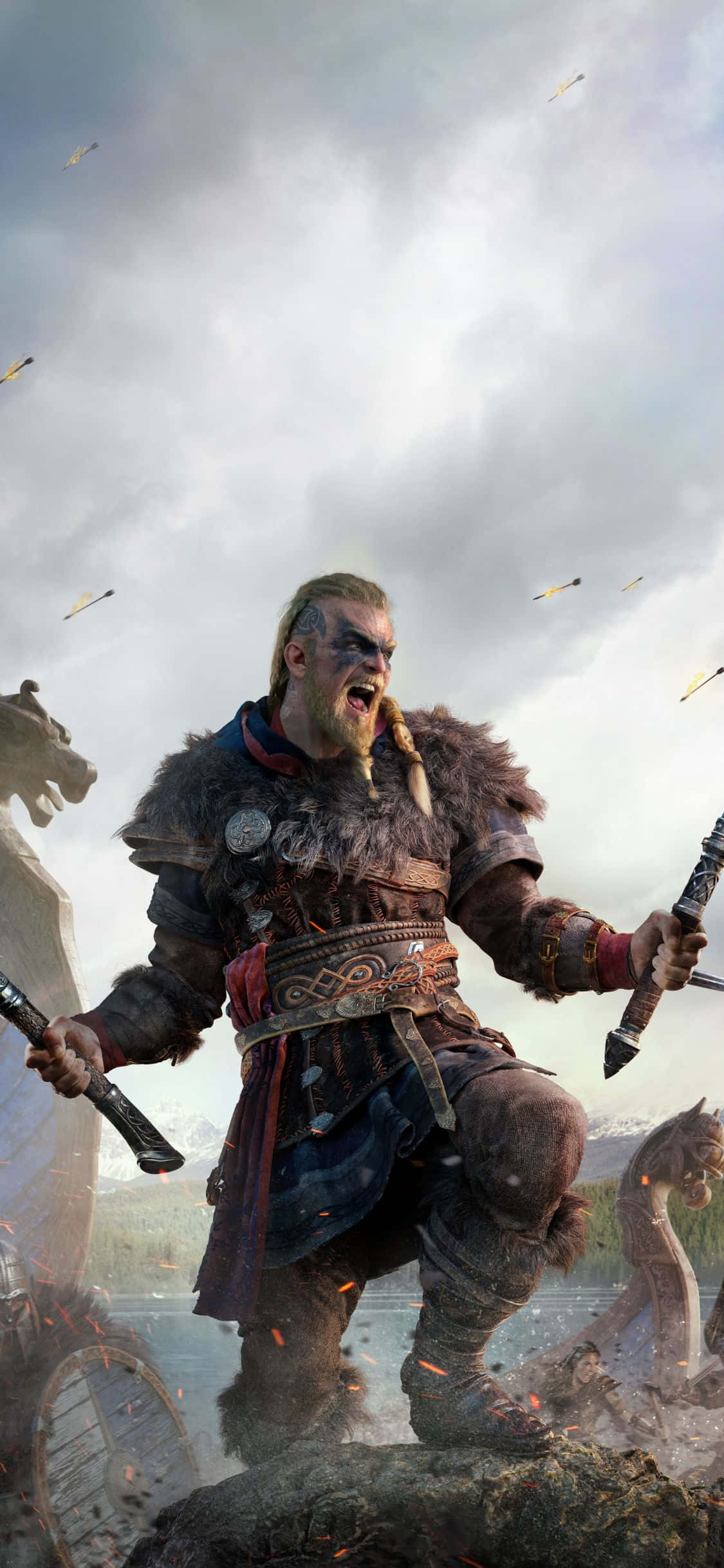iPhone Xs Assassin's Creed Valhalla Кричащий Эйвор фон Обои