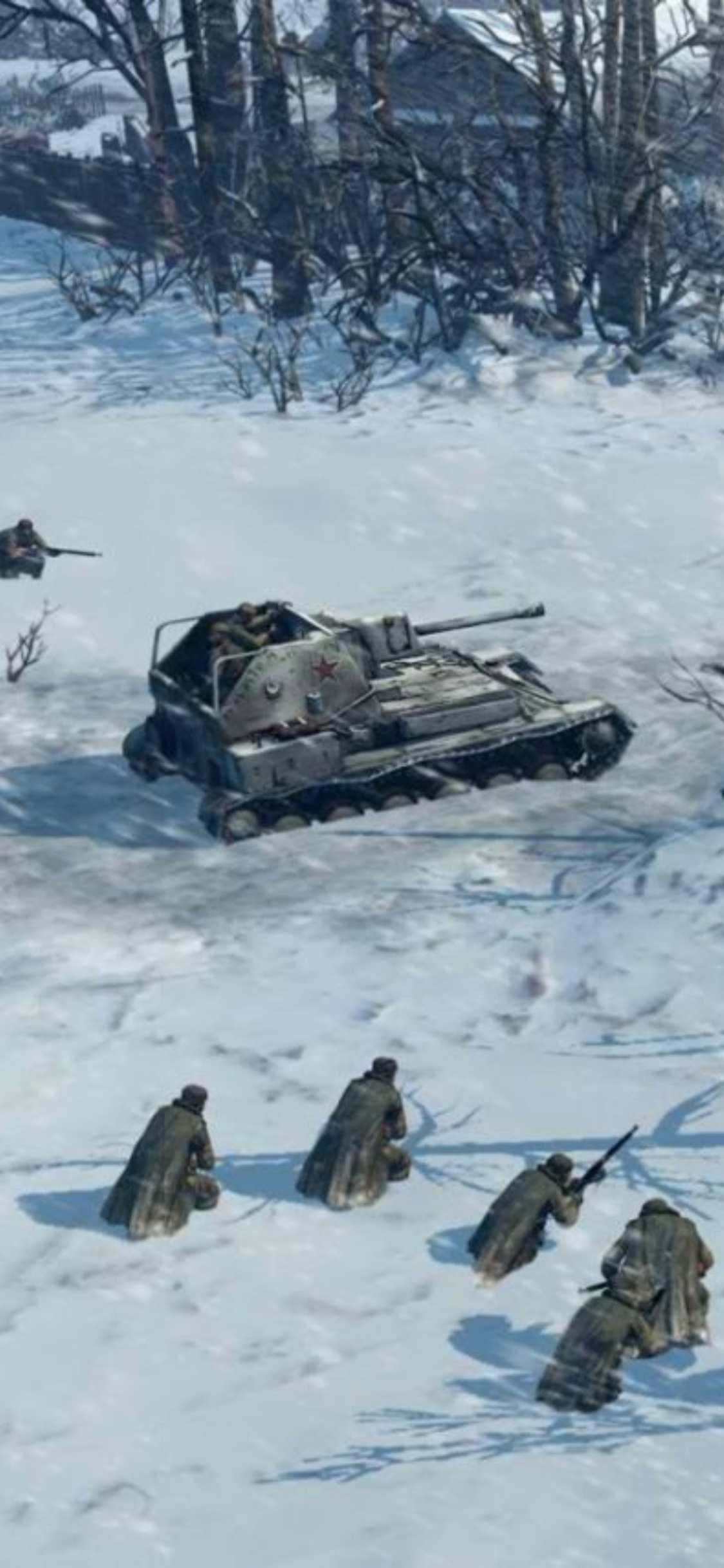 Фон iPhone Xs Company Of Heroes 2 с прячущимися солдатами Обои