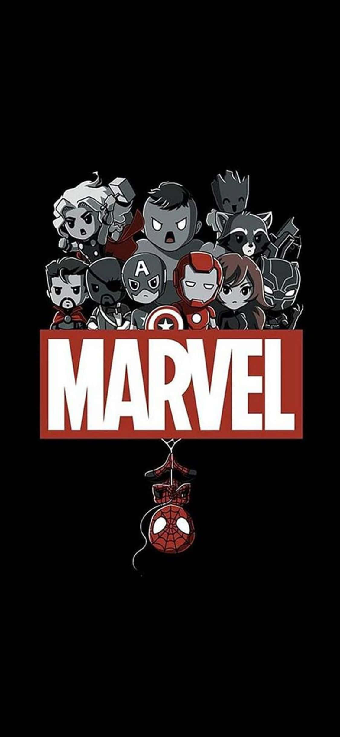 Чиби супергерои iPhone XS Marvel фон Обои