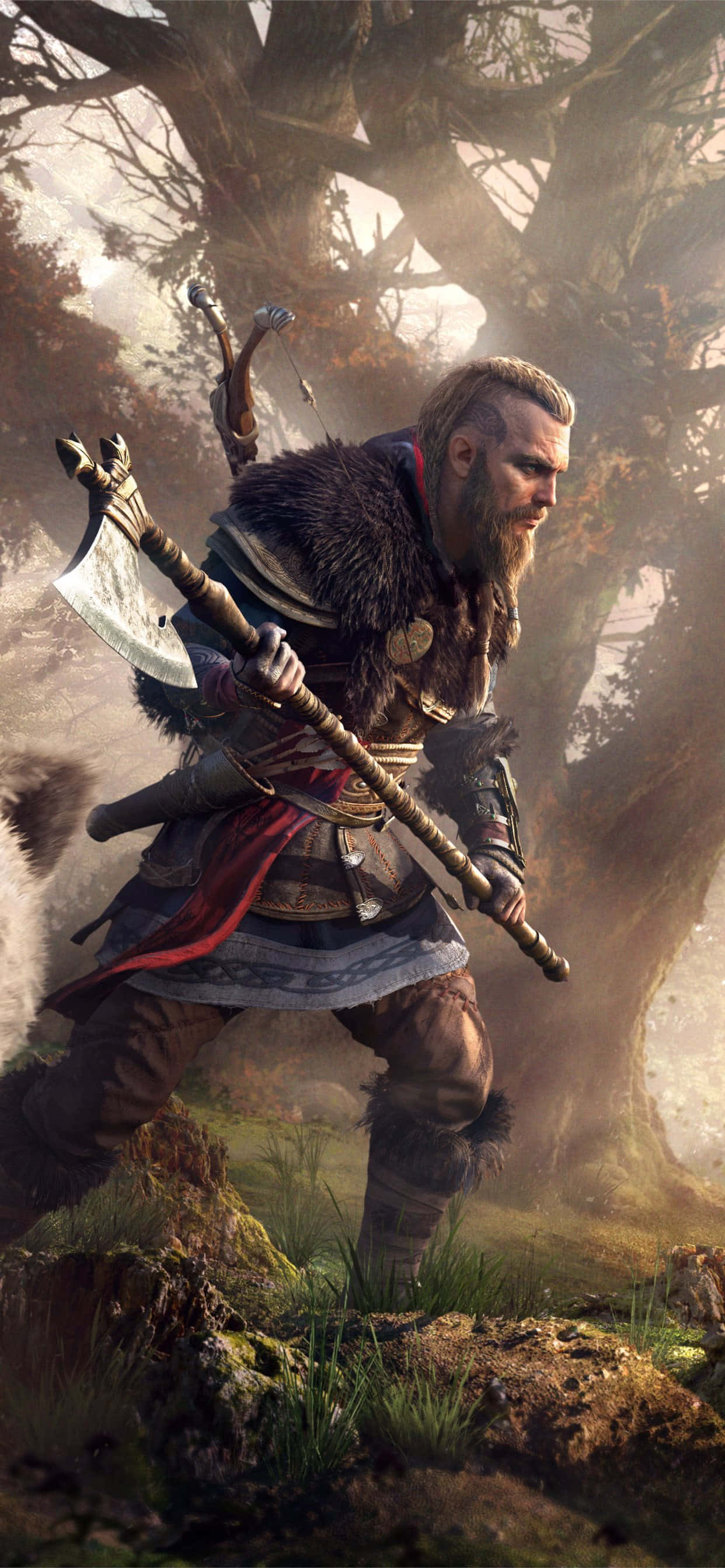 Эйвор с бородой и топором iPhone Xs Max Assassin's Creed Valhalfa Обои