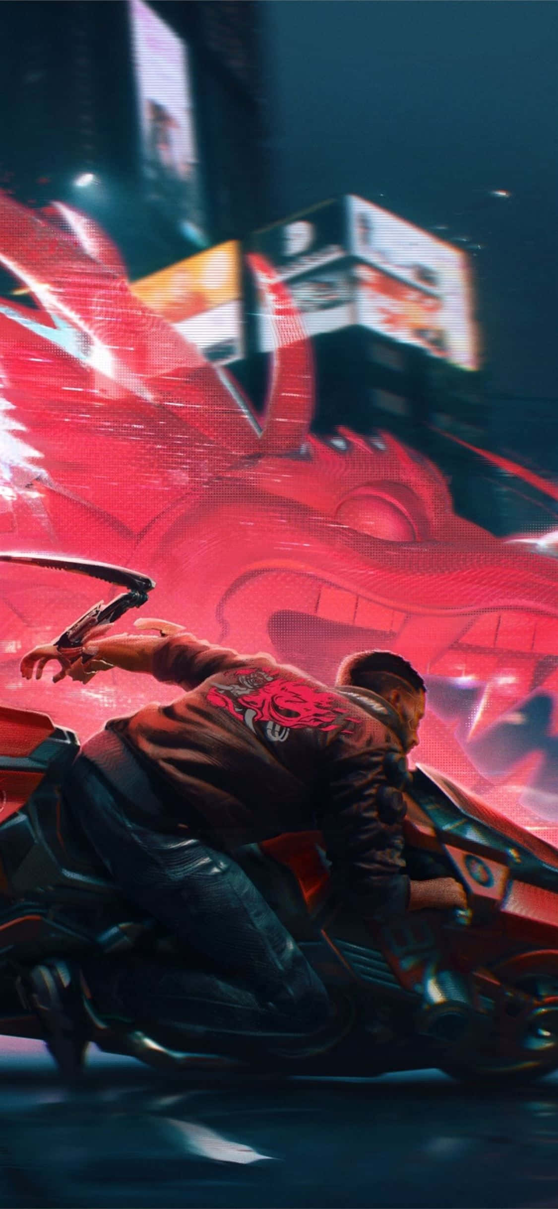 iPhone XS Max Cyberpunk 2077 фон с драконом Обои