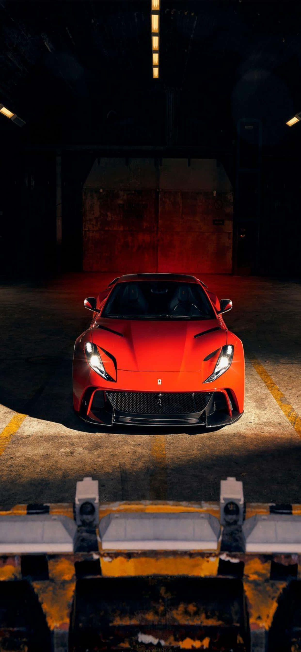iPhone Xs Max Ferrari фон Красный Ferrari 812 Superfast на складе Обои