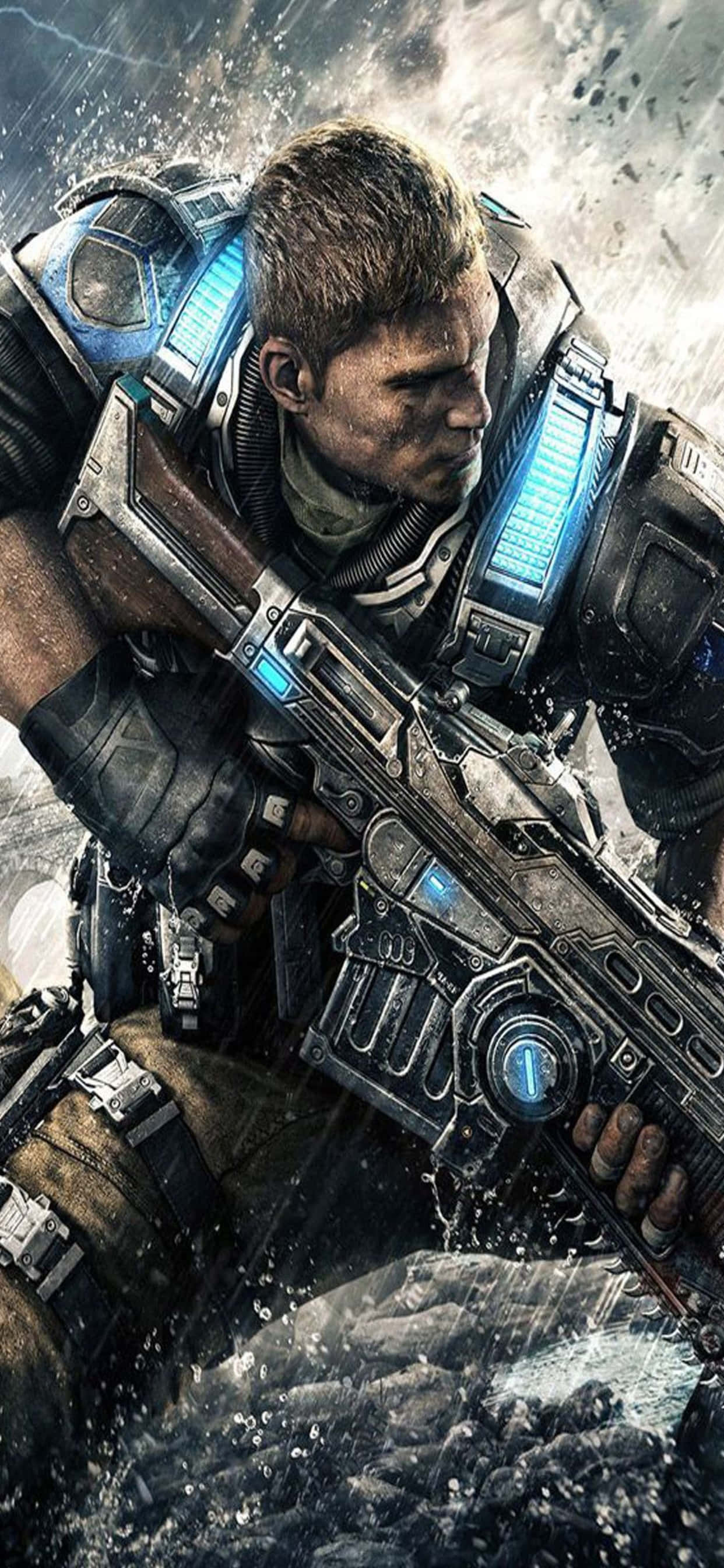 Фон iPhone XS Max с JD и винтовкой из Gears Of War 5 Обои