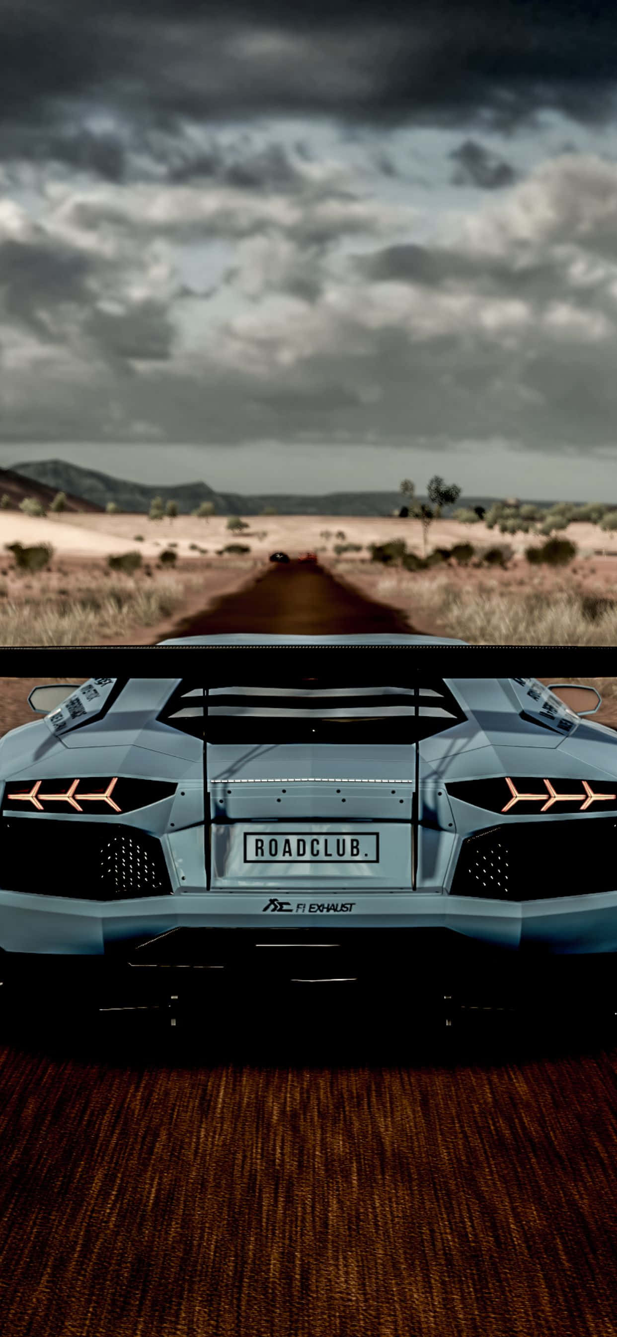 Фон iPhone XS Max с видом сзади на Lamborghini Aventador Обои