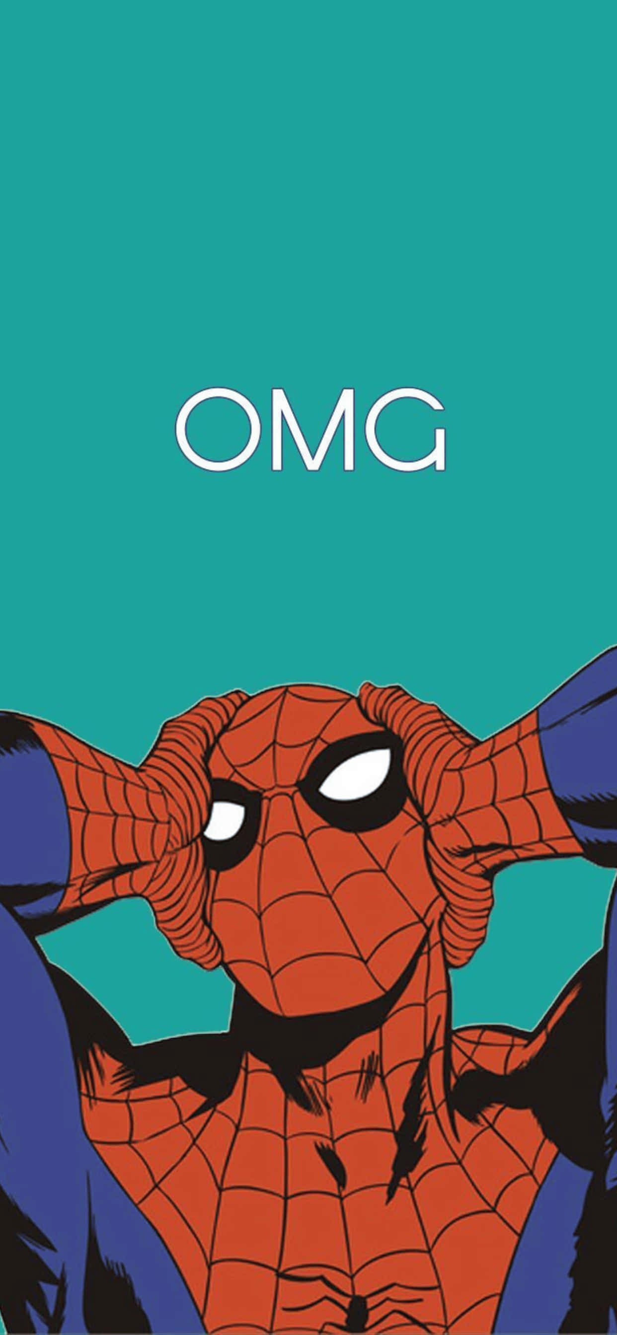 Фон для iPhone XS Max: Marvel Человек-паук на бирюзовом фоне Обои