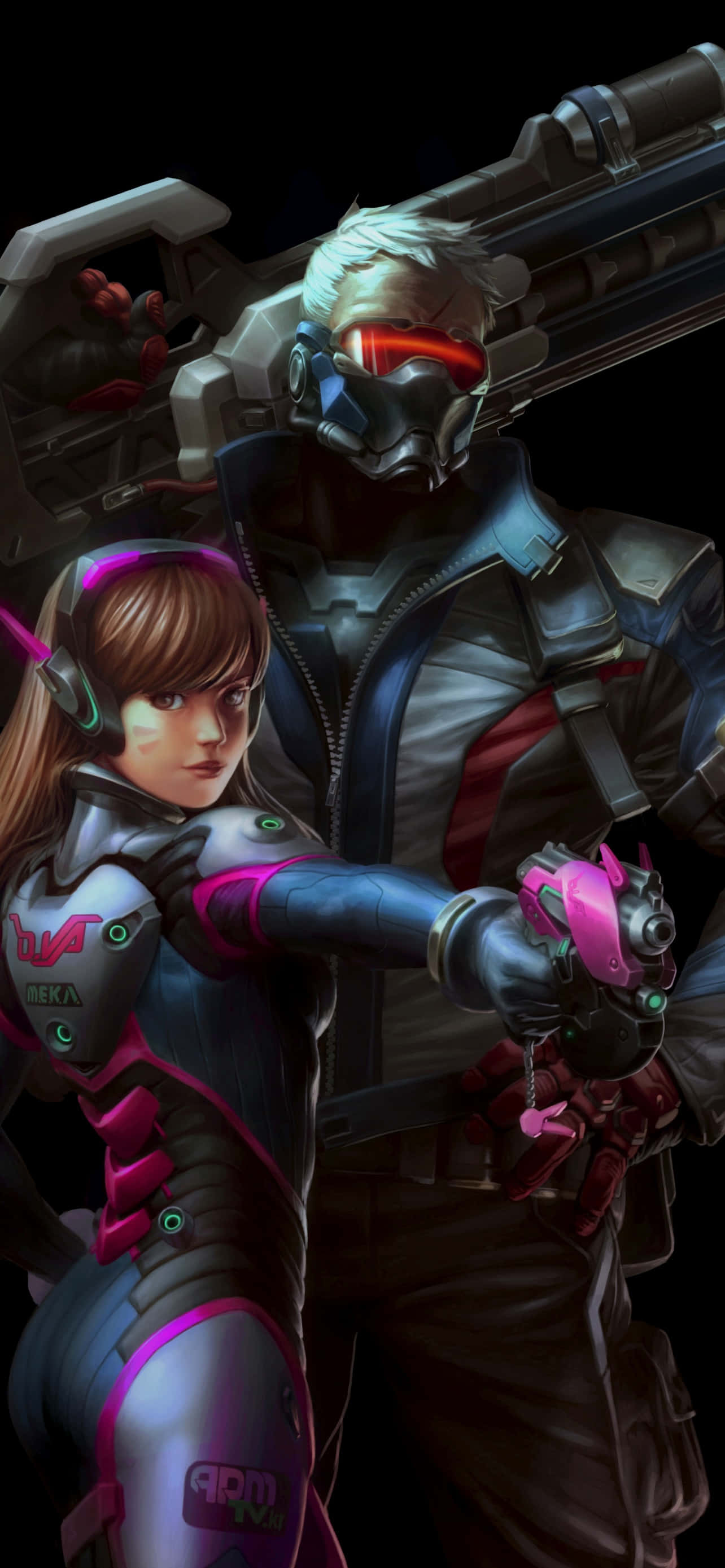 iPhone Xs Max Overwatch фон с D.Va и Солдатом 76 Обои