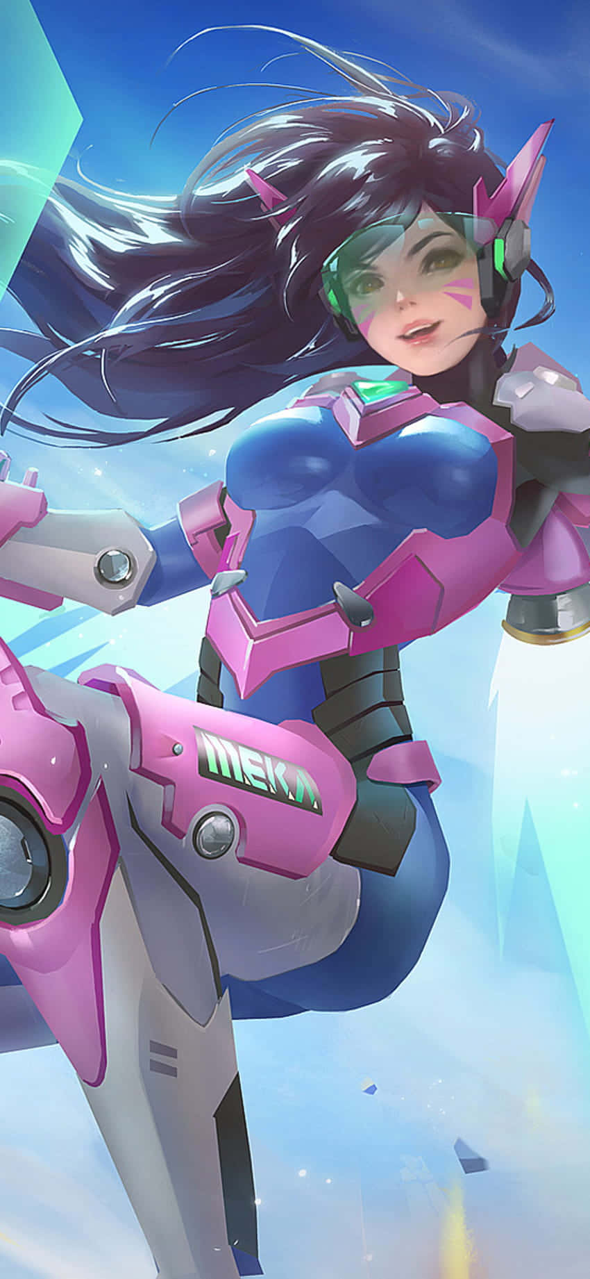 Фон для iPhone Xs Max Overwatch D.Va парит в воздухе Обои