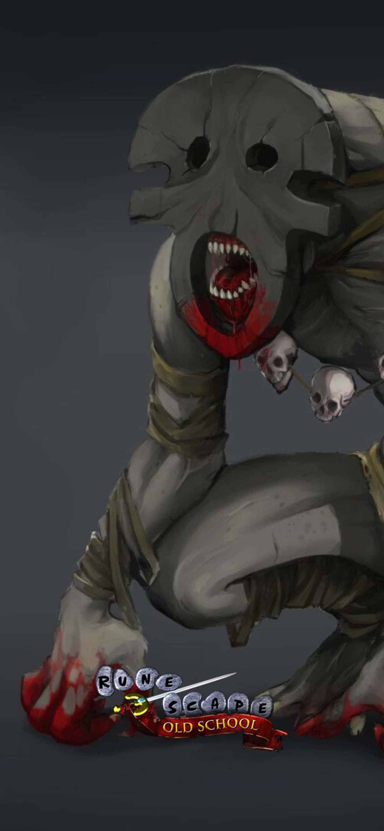Серый монстр-череп iPhone Xs Max Runescape Oldschool Background Обои