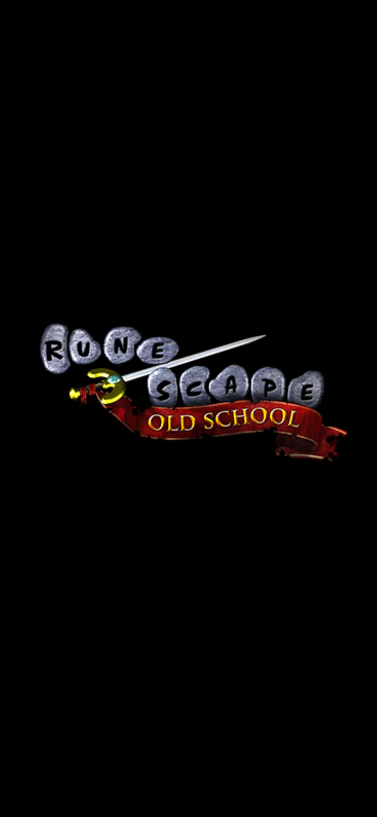 iPhone XS Max Runescape Oldschool логотип на черном фоне Обои