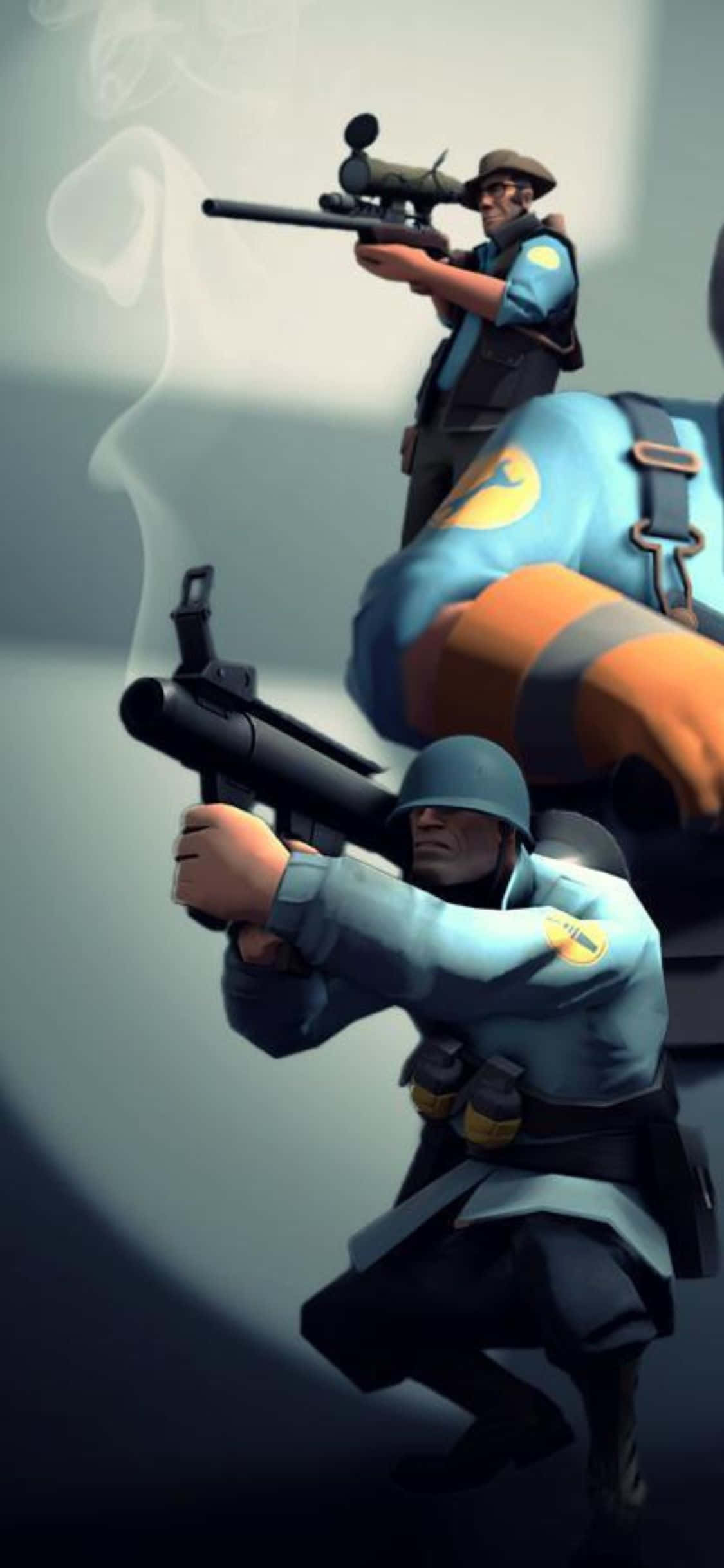 iPhone XS Team Fortress 2 персонажи в синей униформе фон Обои