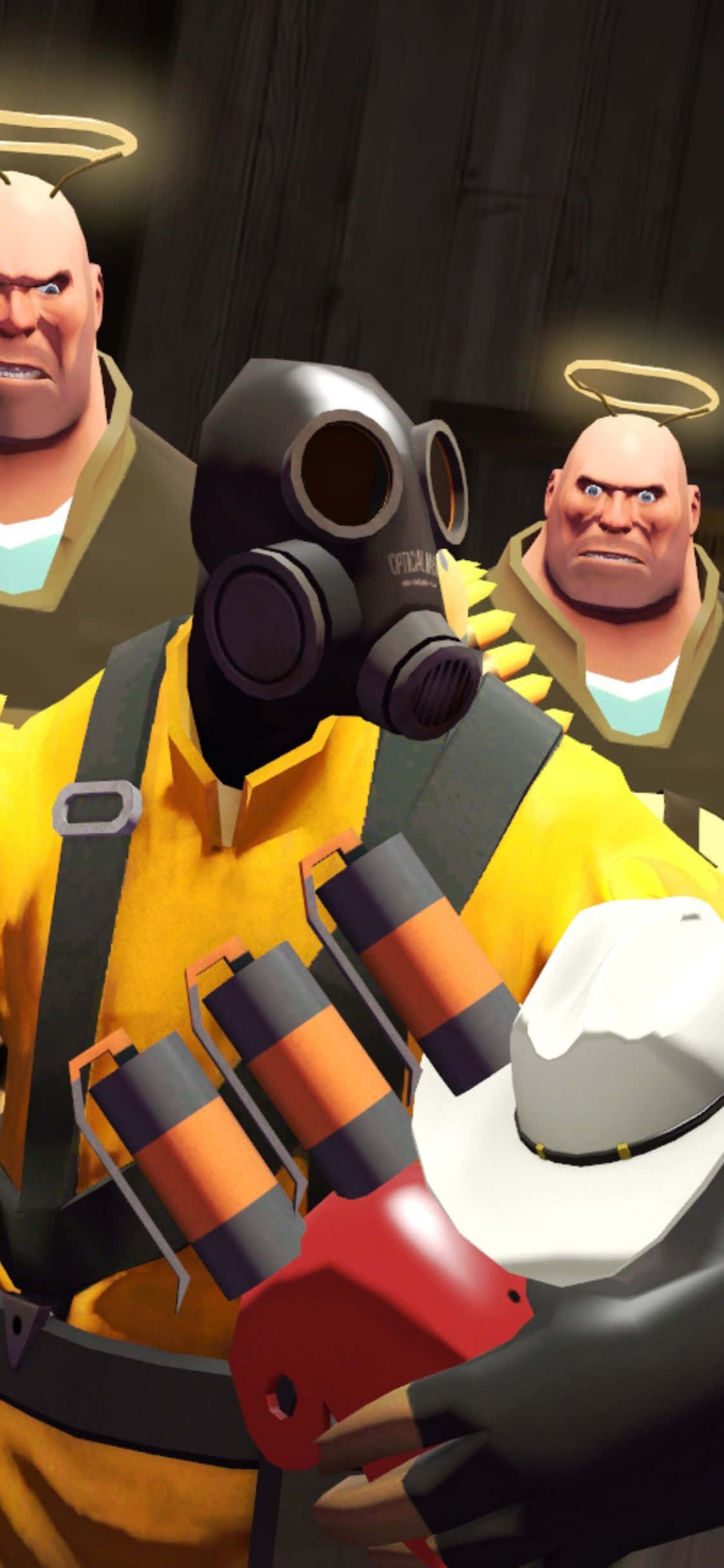 iPhone XS Team Fortress 2 Pyro с Heavys фон Обои