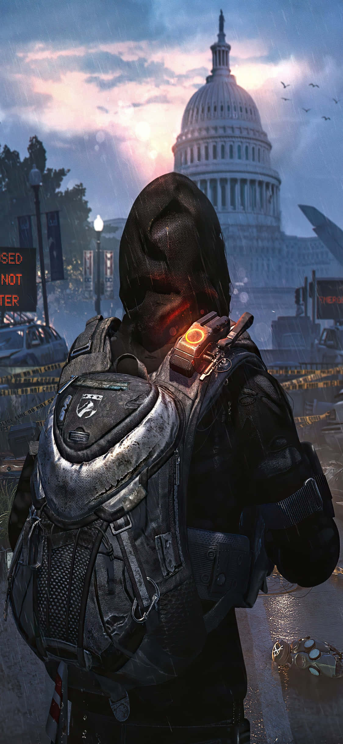 iPhone Xs The Division — мужчина в капюшоне в Вашингтоне Обои