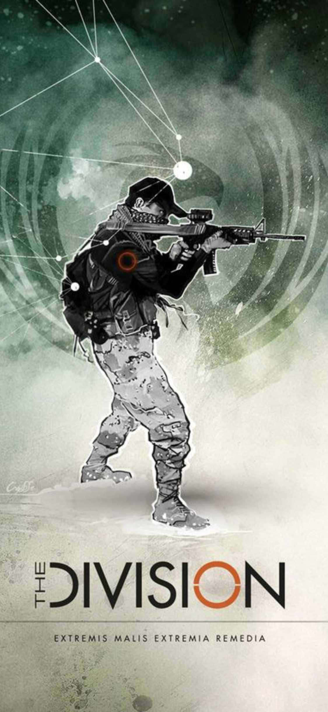 iPhone Xs The Division — игровой постер с прицеливающимся мужчиной Обои