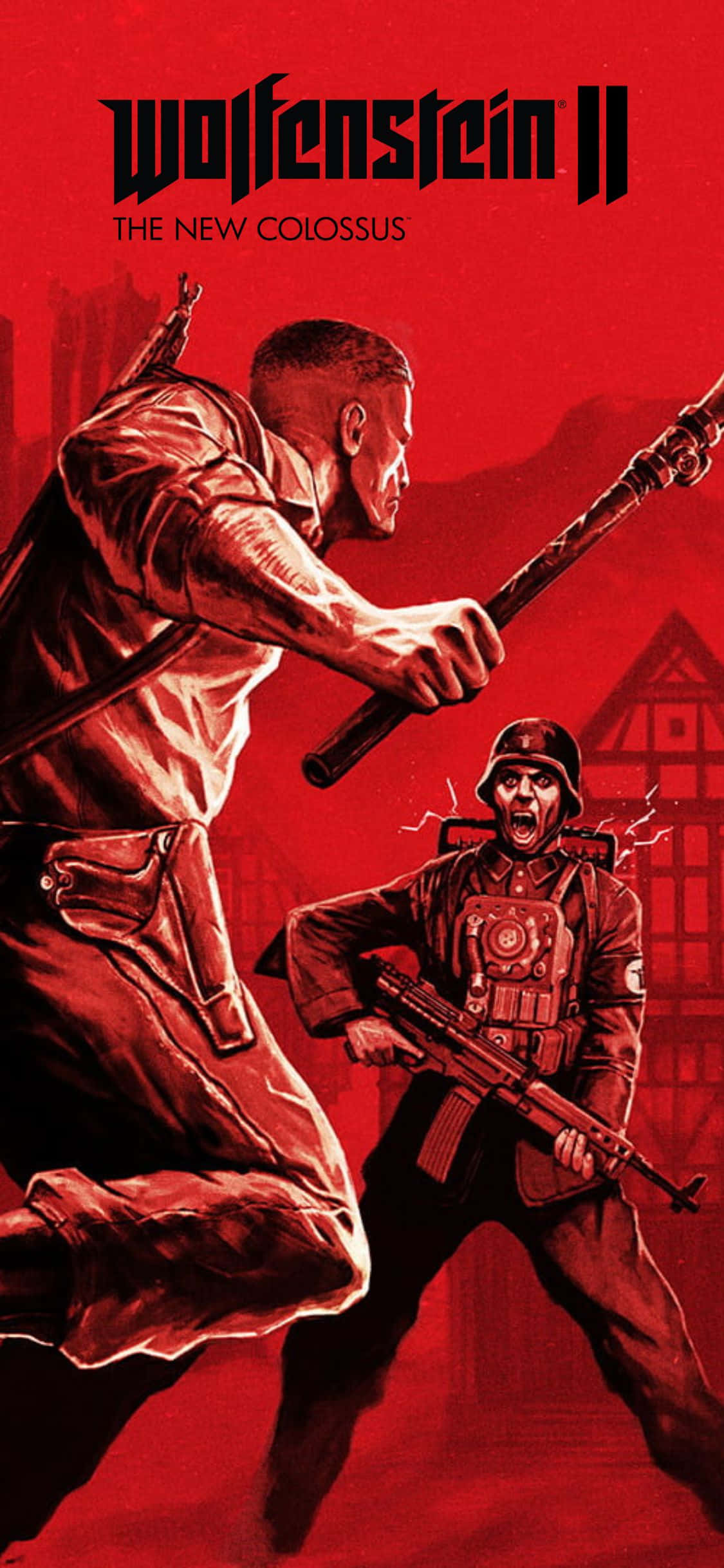 iPhone Xs Wolfenstein II кроваво-красный фон Обои