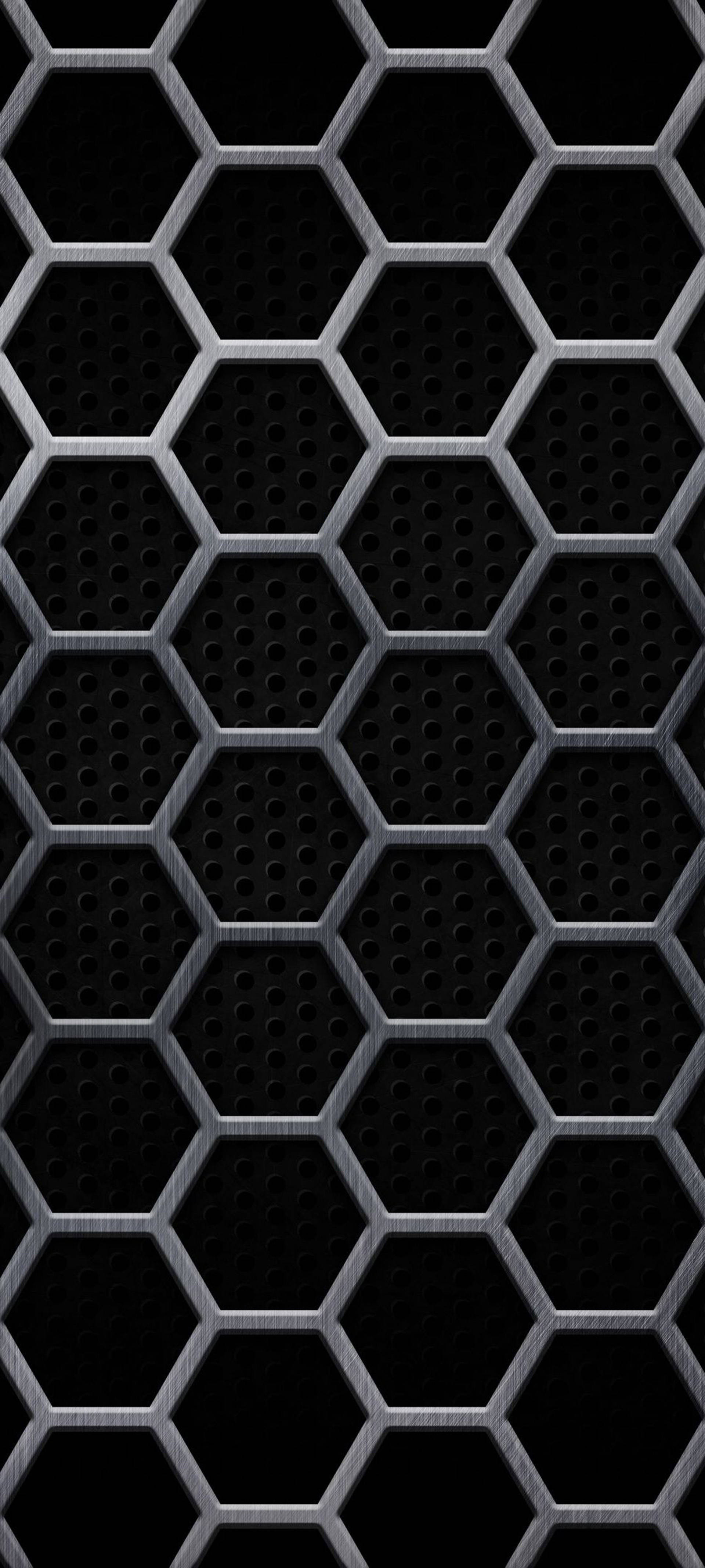 Чёрный iPhone Шестиугольная сетка Обои