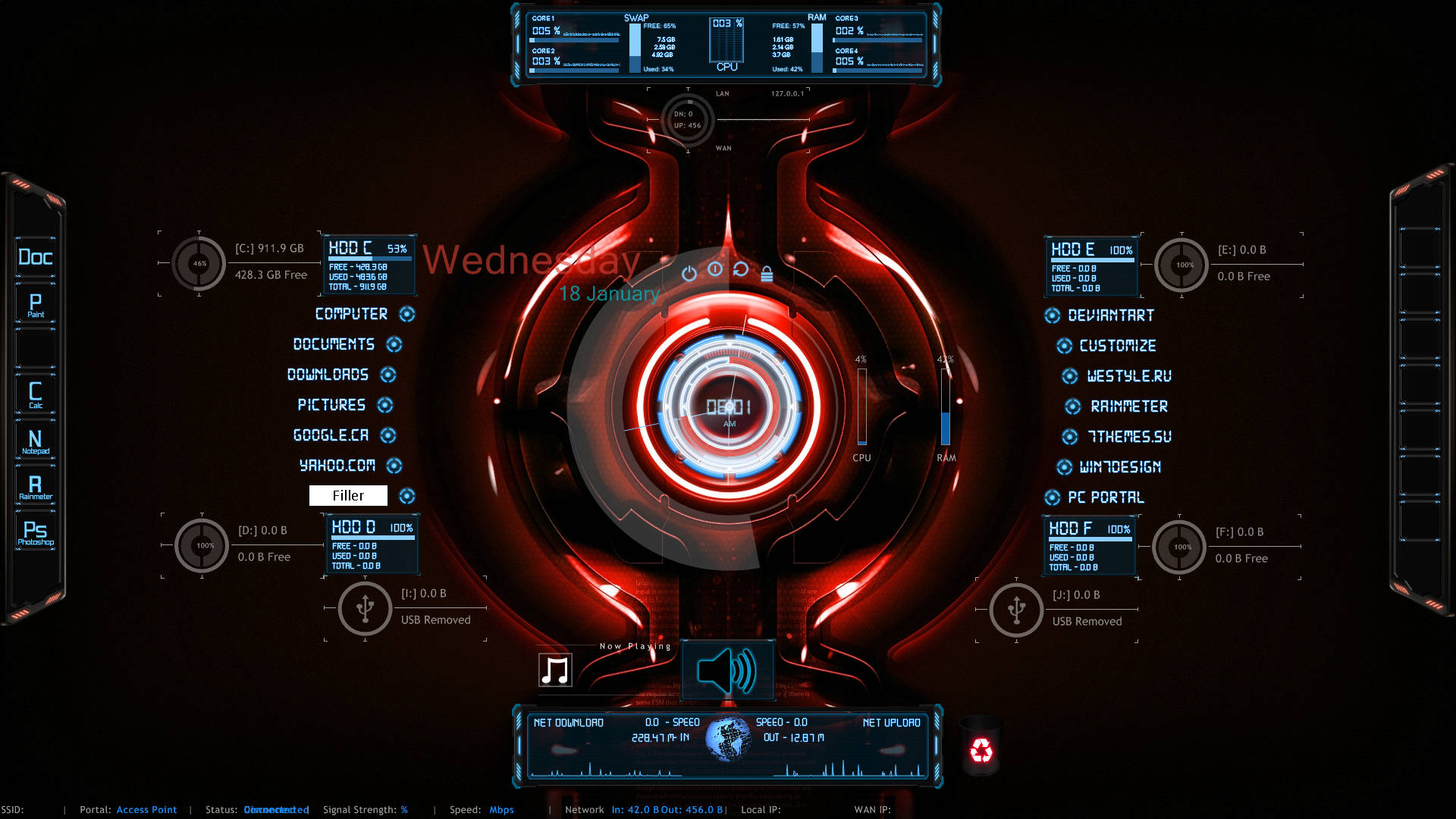 JARVIS на скине Rainmeter Обои