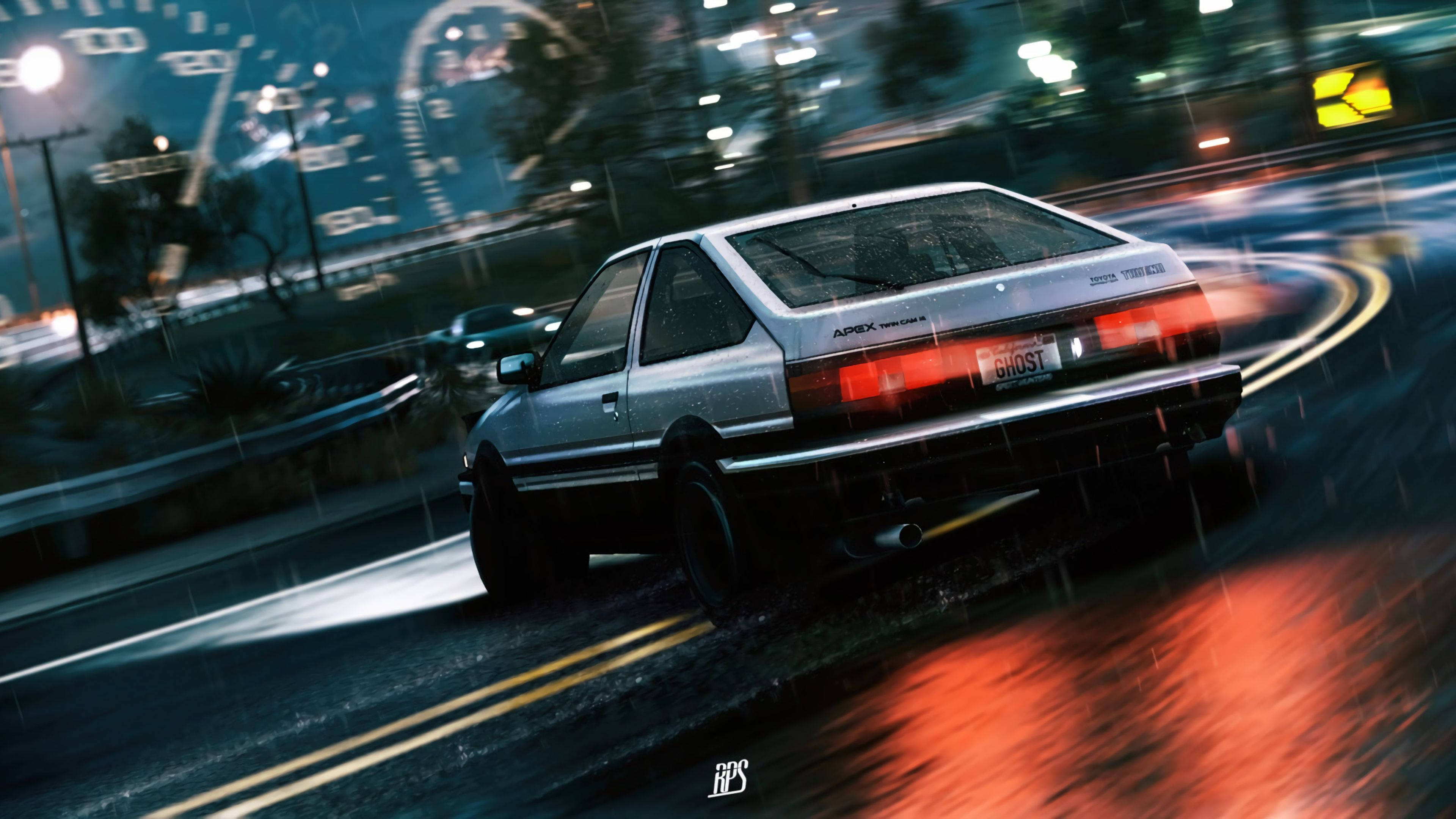 JDM машины демонстрируют навыки дрифта на ночных городских дорогах Обои