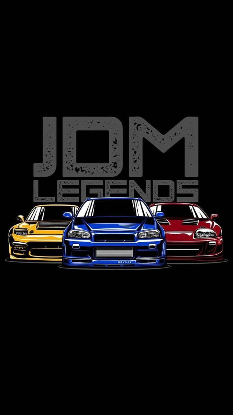 JDM автомобили на черном фоне Обои