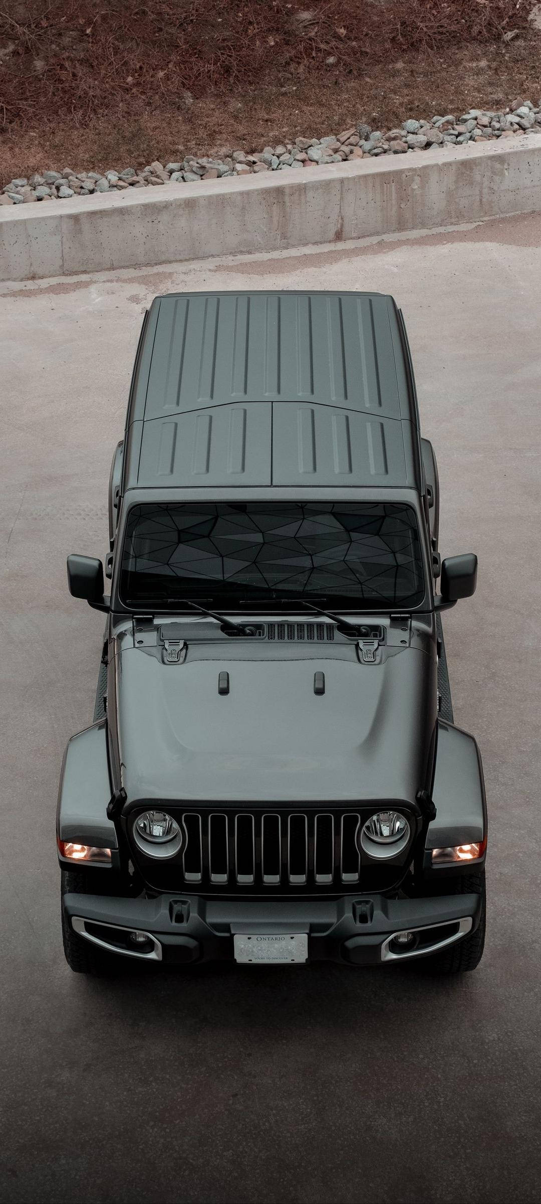 Черный Jeep: вид сверху Обои
