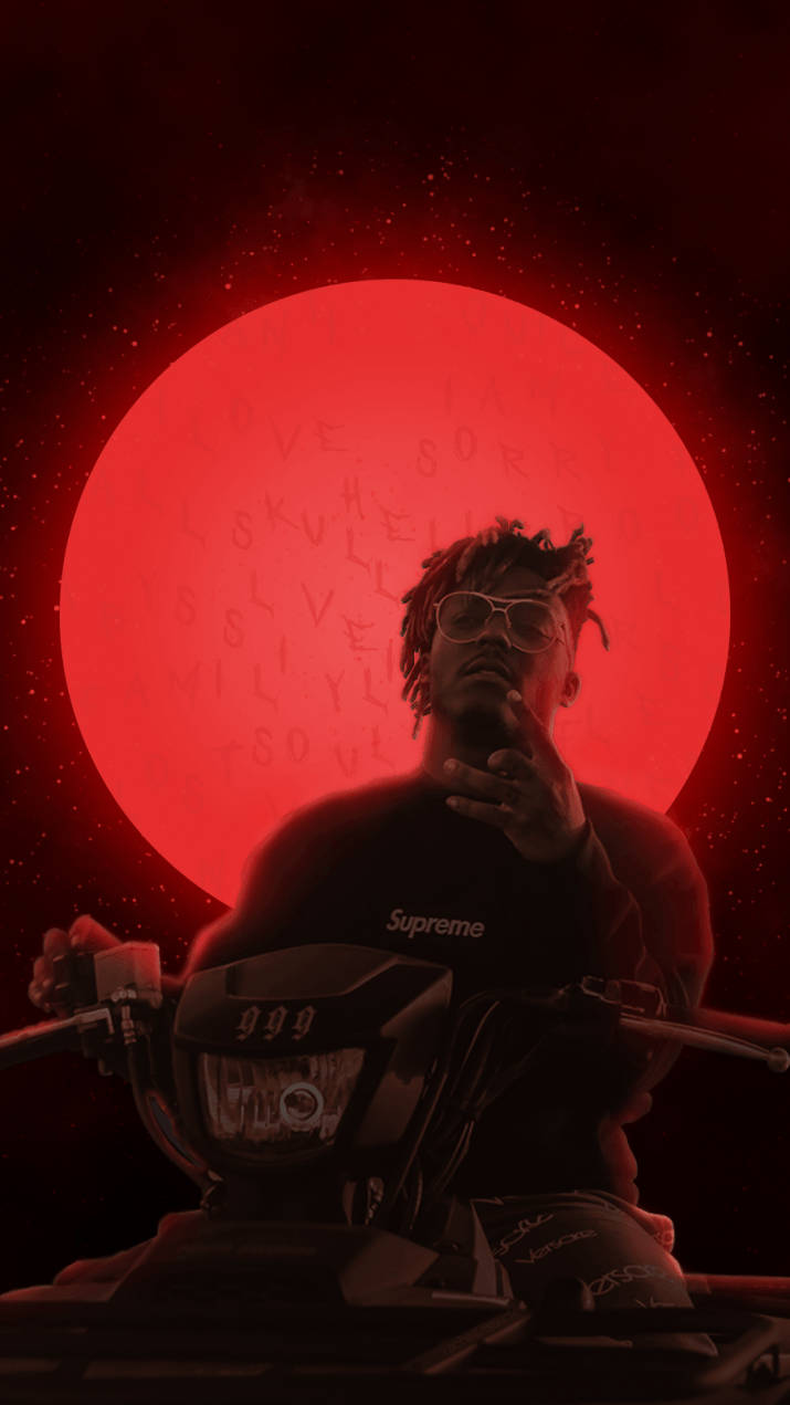 Крутой Juice WRLD на квадроцикле у луны Обои