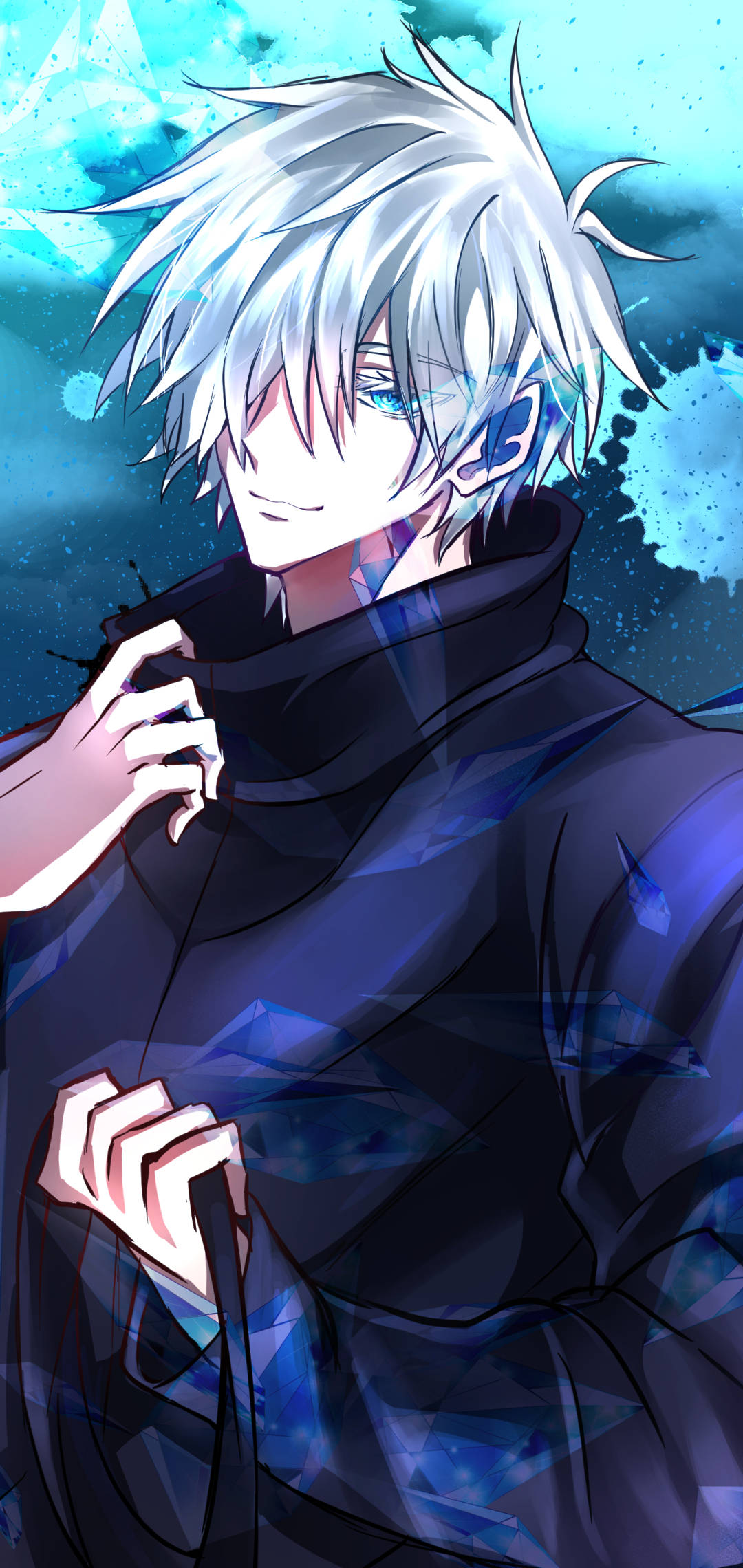Милый фанарт Сатору Годжо с улыбкой Jujutsu Kaisen на телефон Обои
