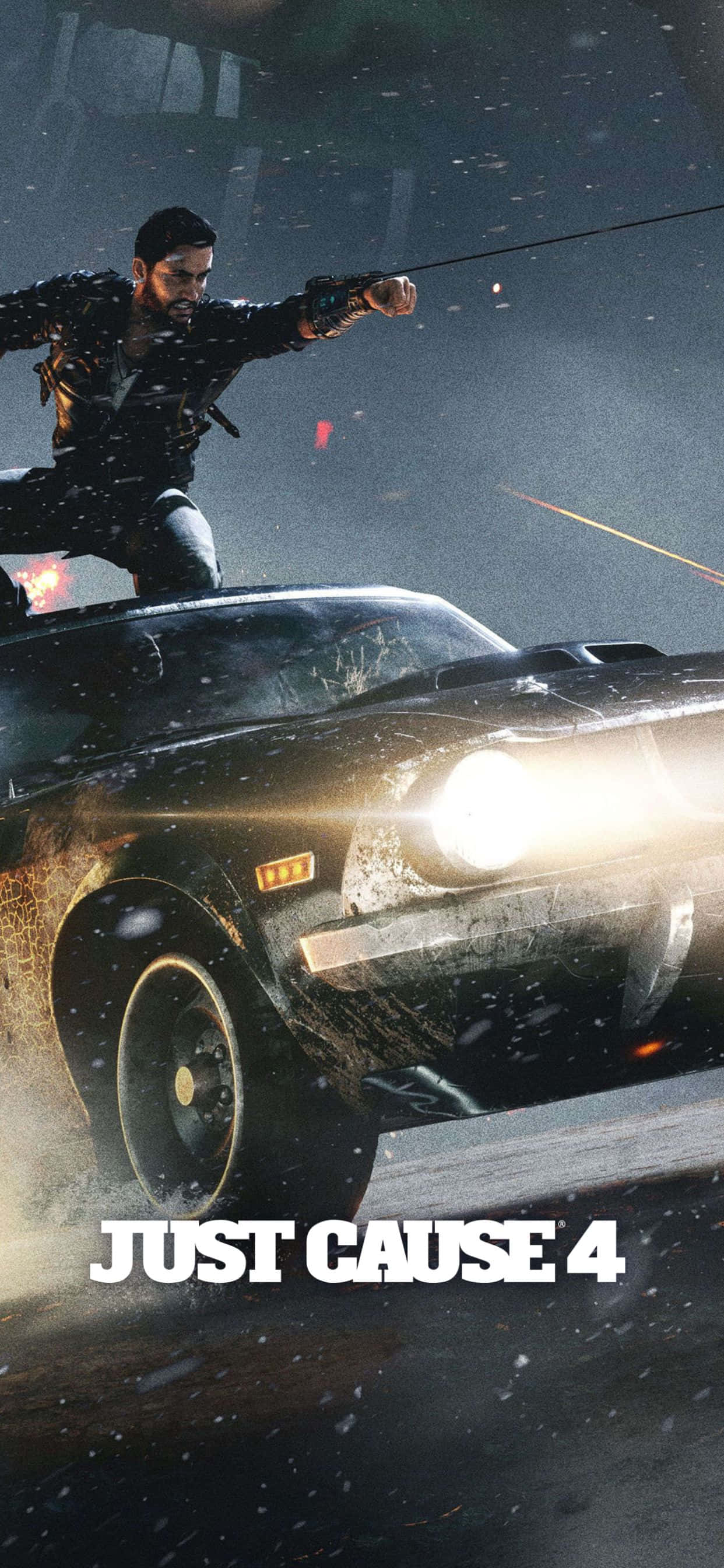 постер Just Cause 4 с мужчиной, управляющим машиной Обои