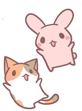 Kawaii Cat and Bunny Friends.PNG Обои