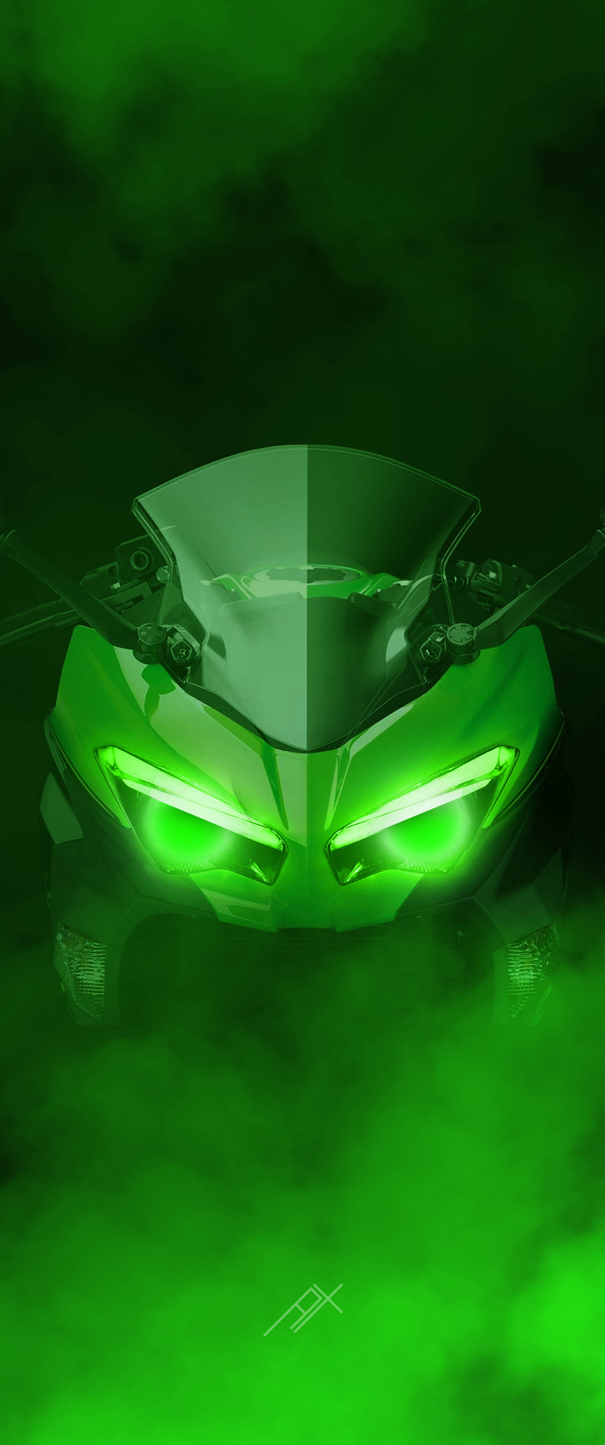 Kawasaki H2r Зеленый дым Обои