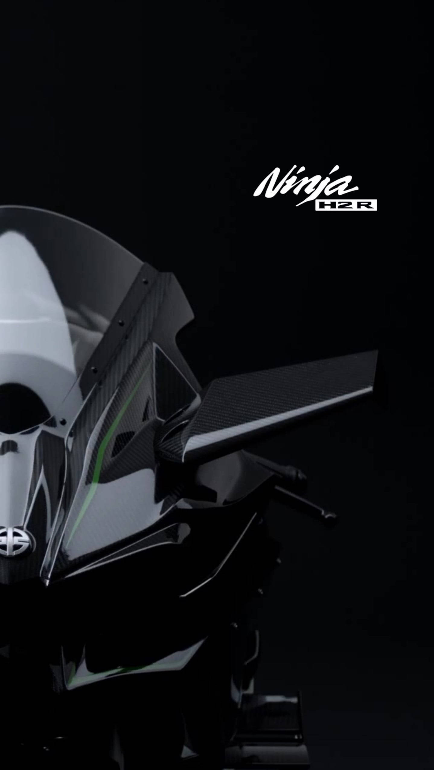 Половина Kawasaki Ninja H2r на черном Обои
