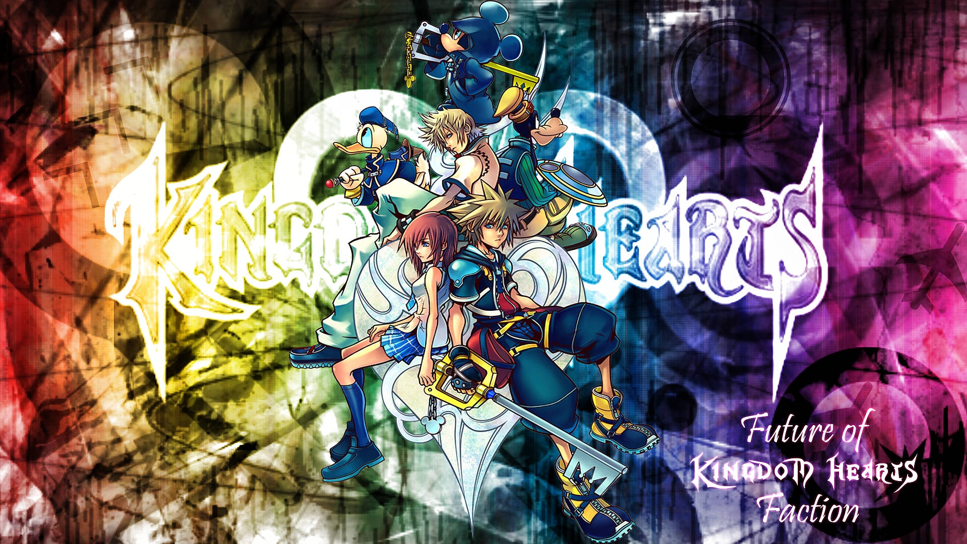 Логотип Kingdom Hearts на абстрактном дизайне Обои