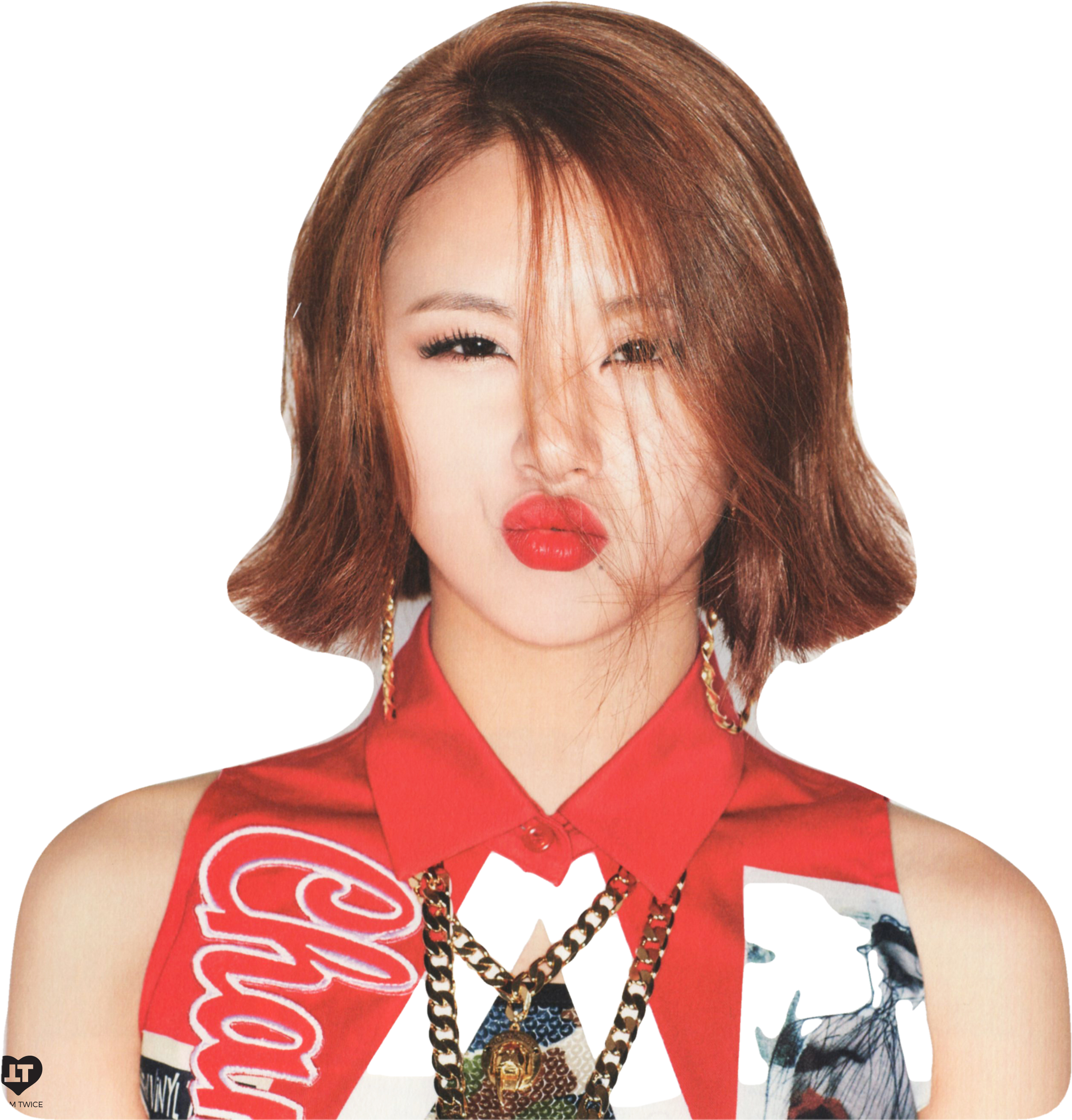 Звезда Kpop с надутыми губками и красной помадой Обои