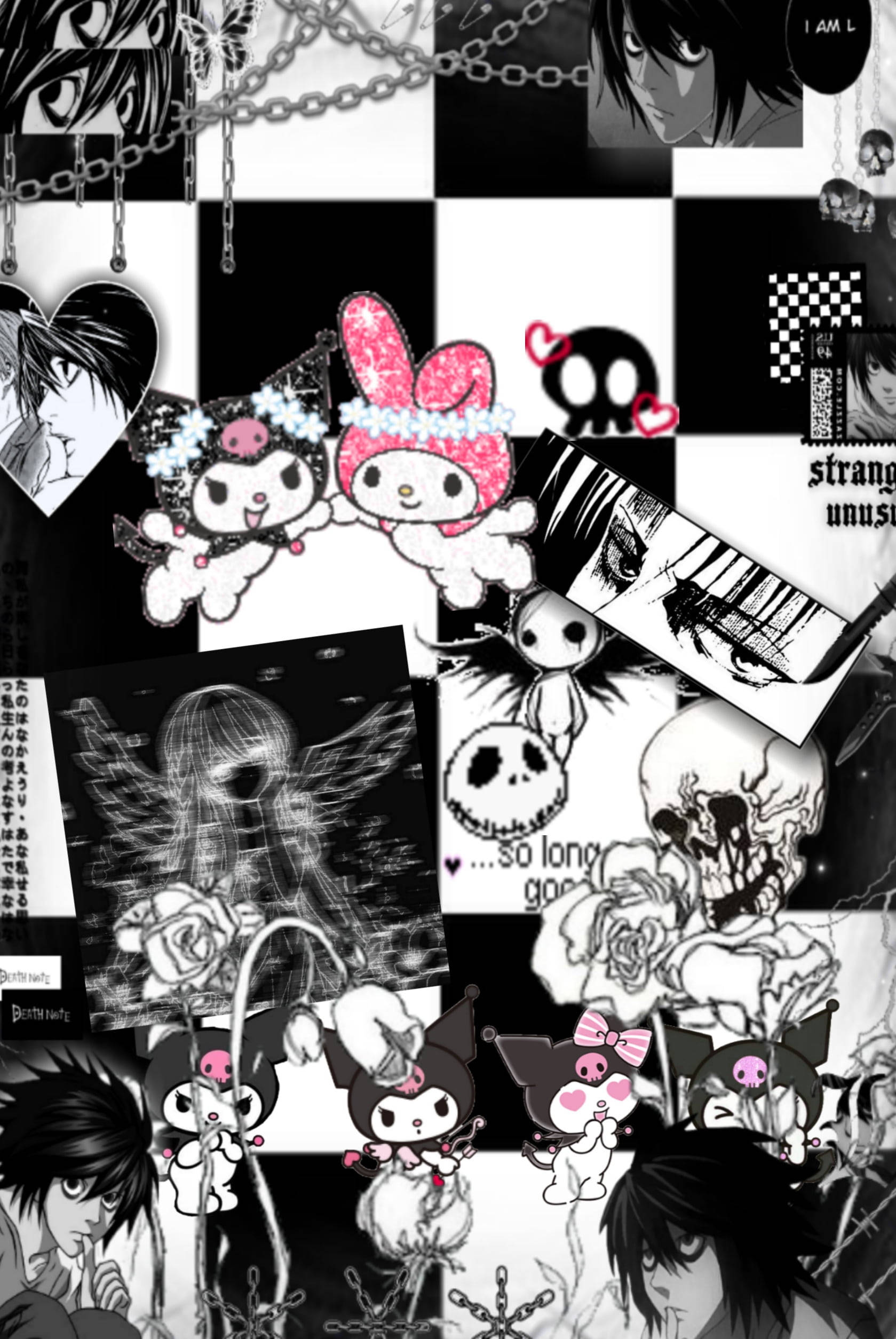 Kuromi и Тёмный Ягами альт-эстетика Обои