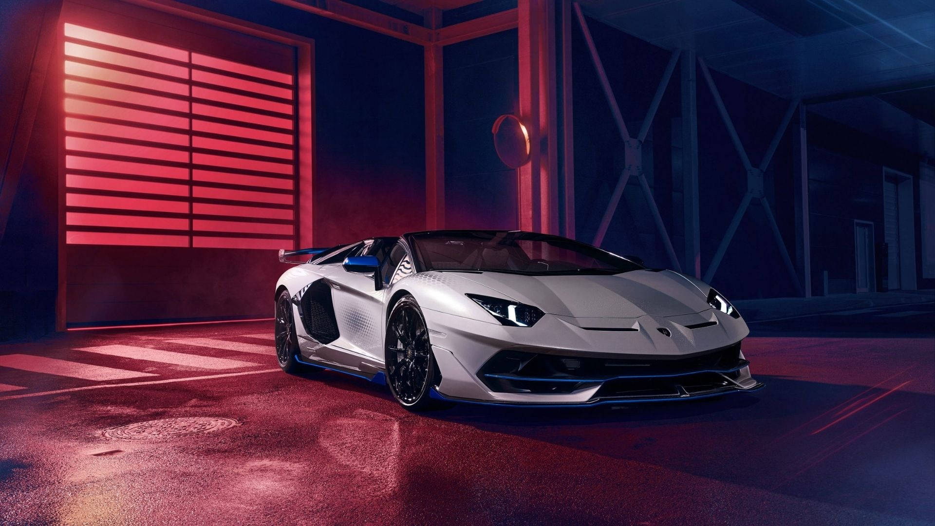 Подпись: потрясающий Lamborghini Aventador SVJ Xago в полночном синем цвете Обои