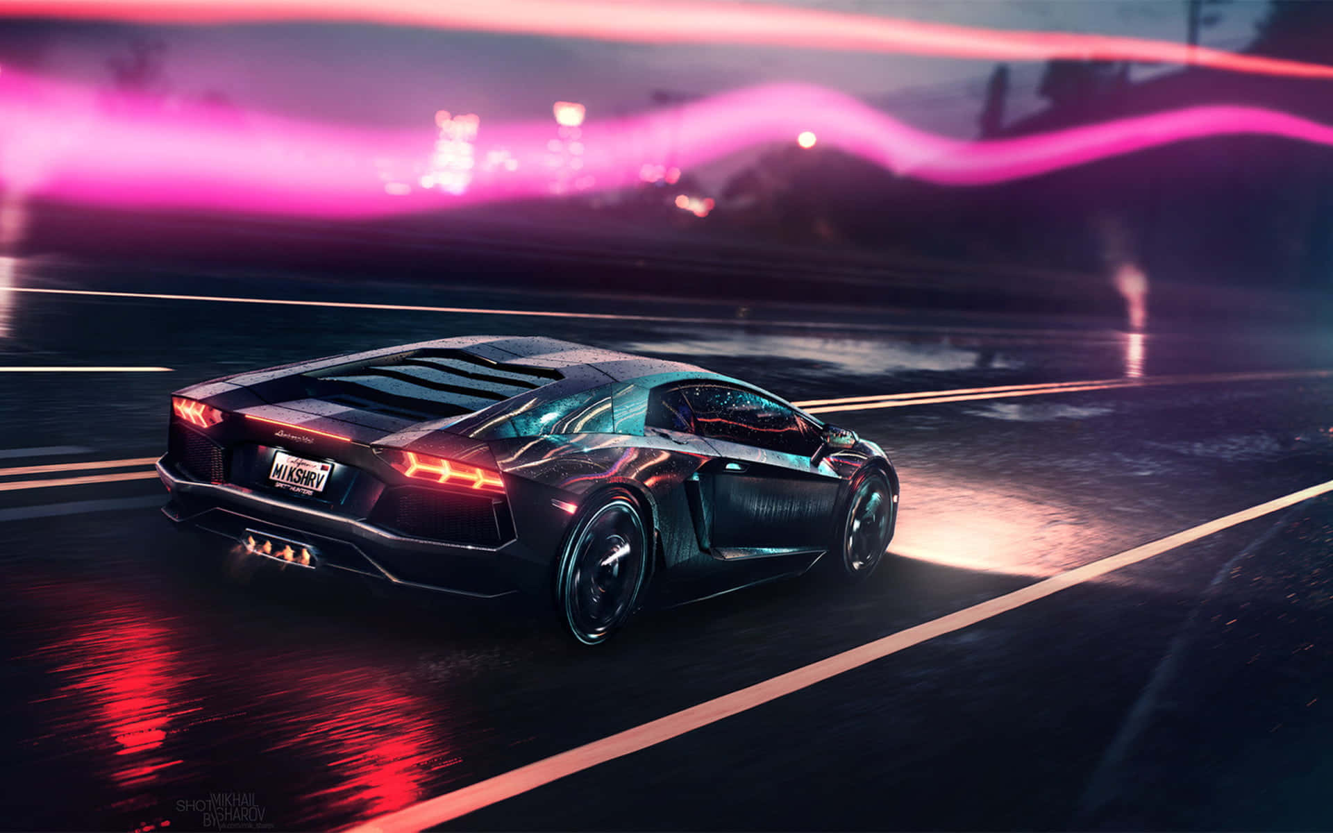 Неоновая Lamborghini Daze Обои