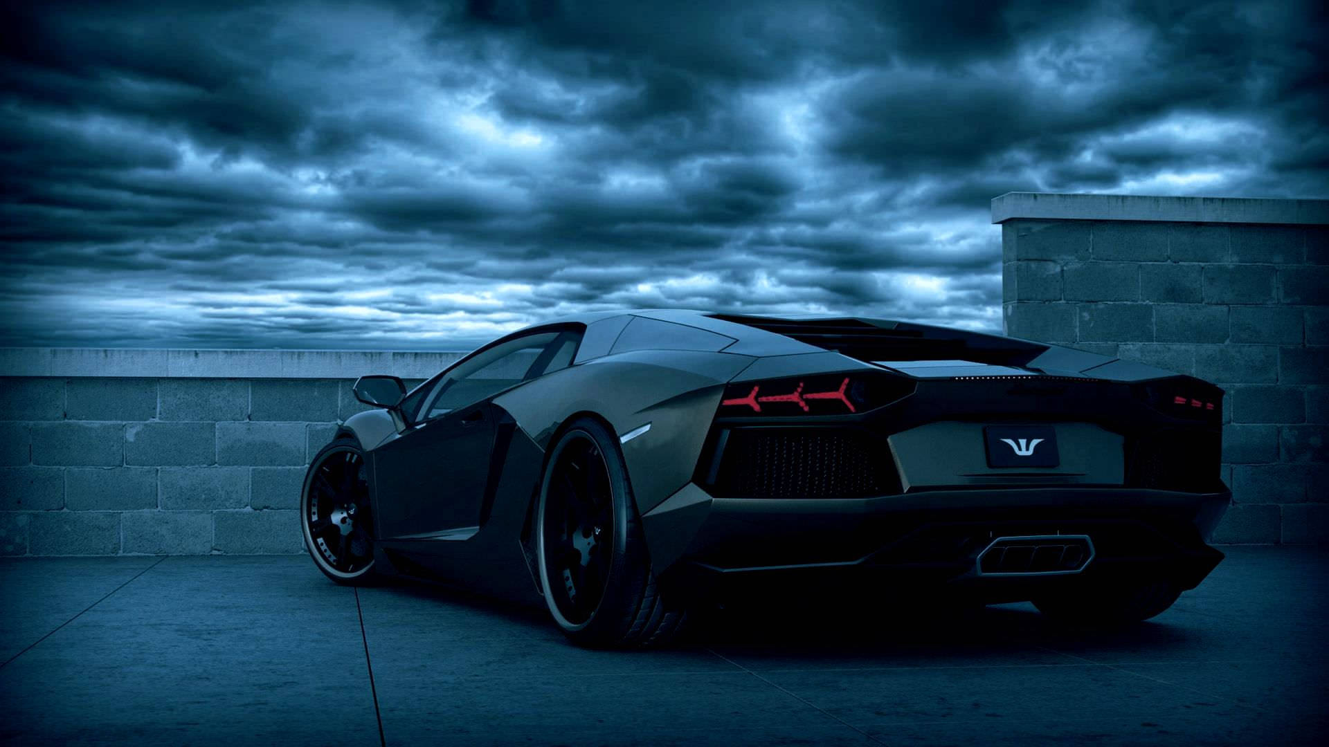 Темно-синий черный Lamborghini Обои