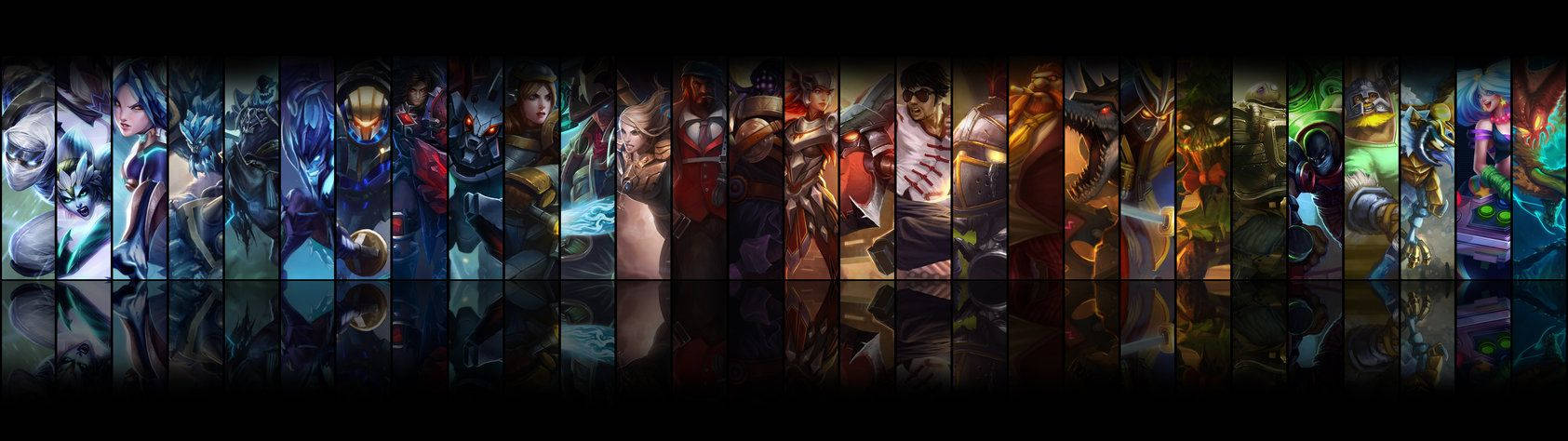 Чемпионы сражаются в эпических битвах на двух экранах в League of Legends Обои