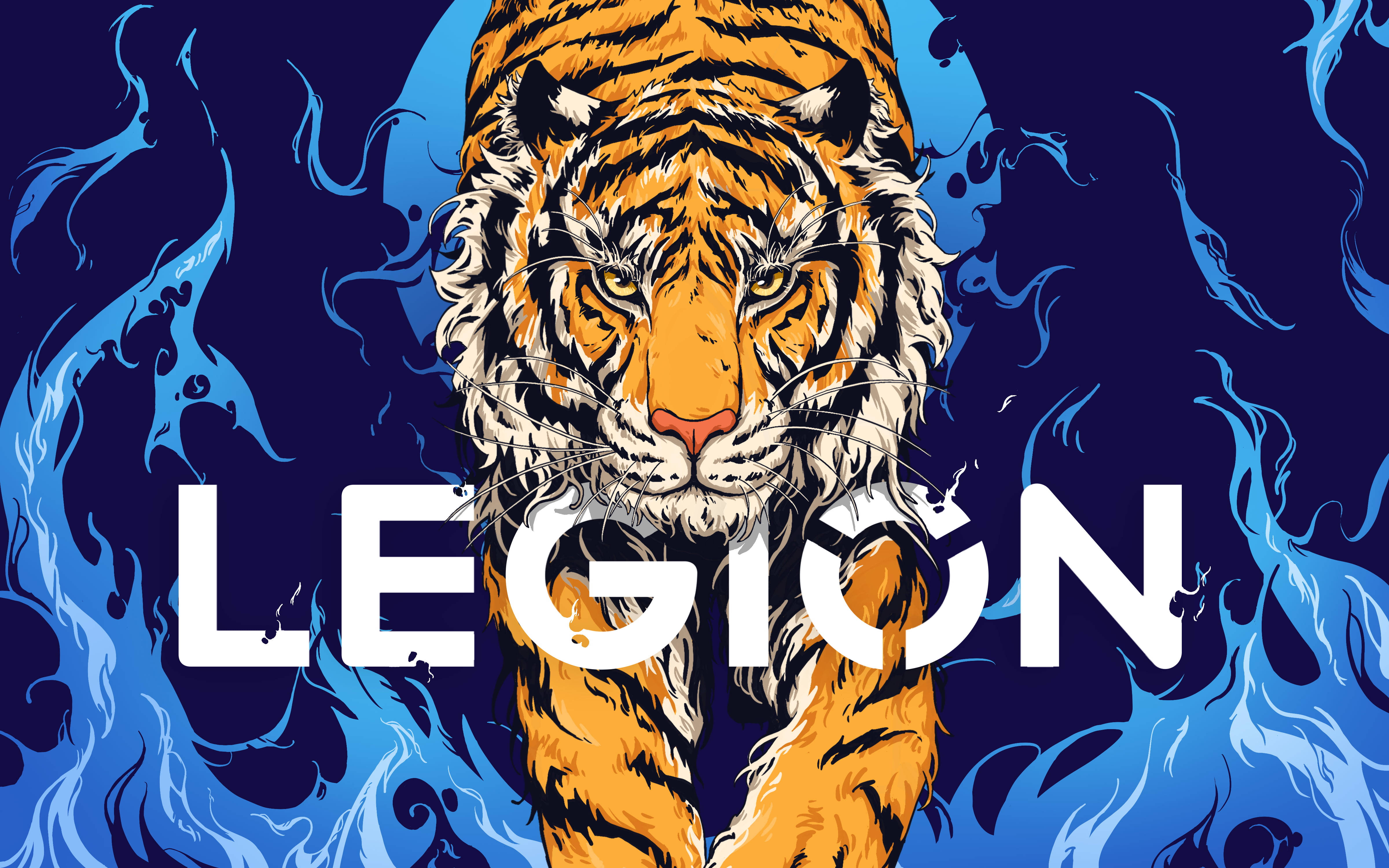 Игровой ноутбук Lenovo Legion с тигром Обои