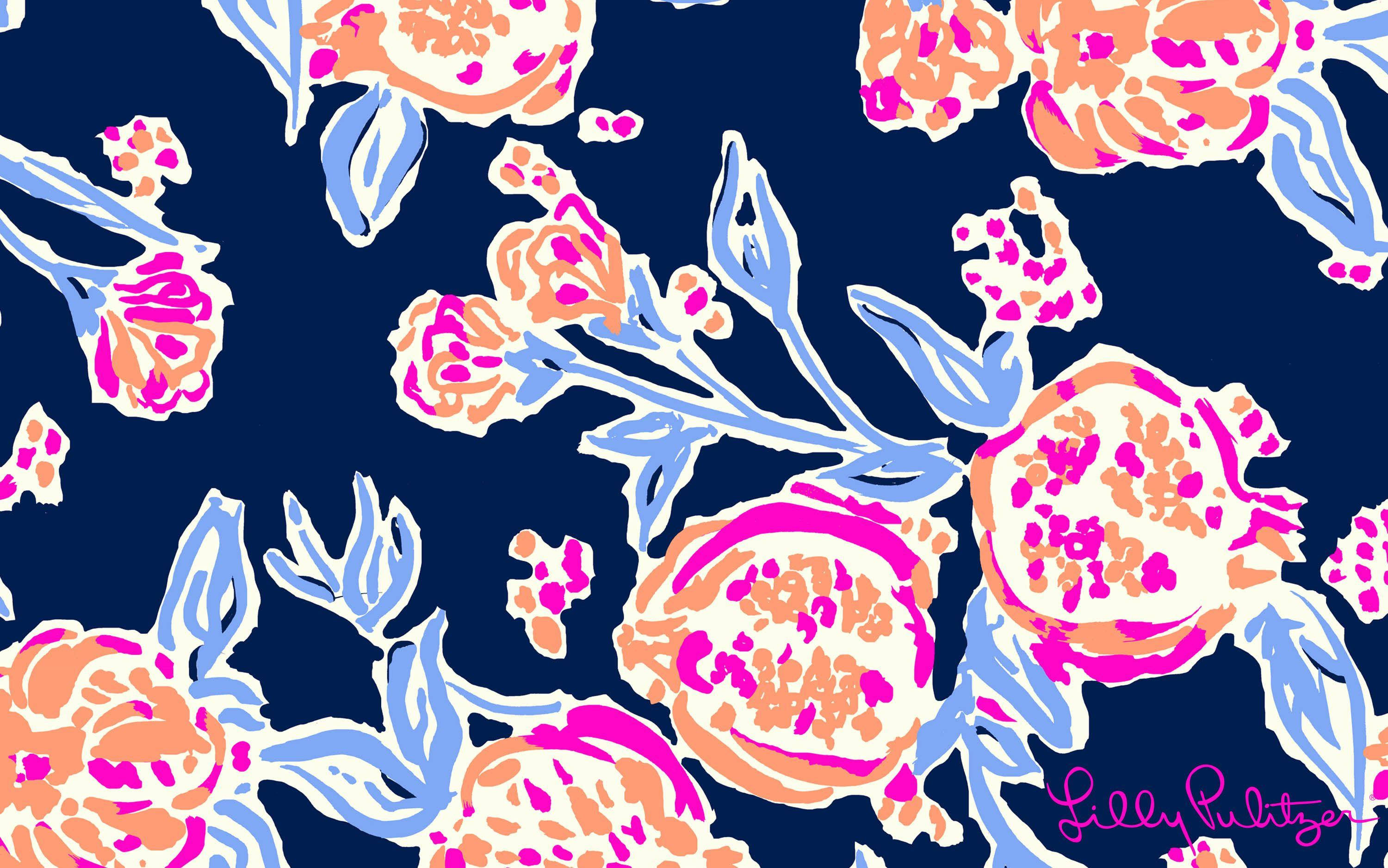 Синий цветочный обои Lilly Pulitzer для рабочего стола Обои