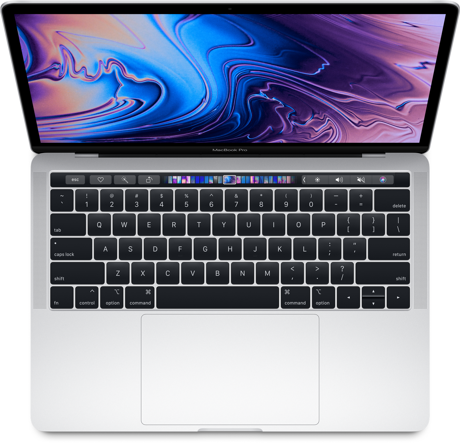 Mac Book Pro вид сверху открыт Обои