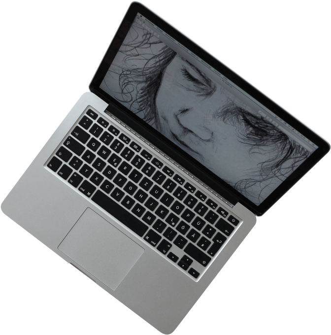 Mac Book Pro с наброском на экране Обои