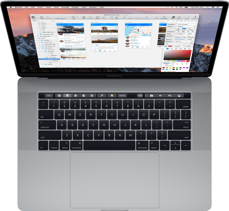 MacBook Pro с Touch Bar открыт Обои