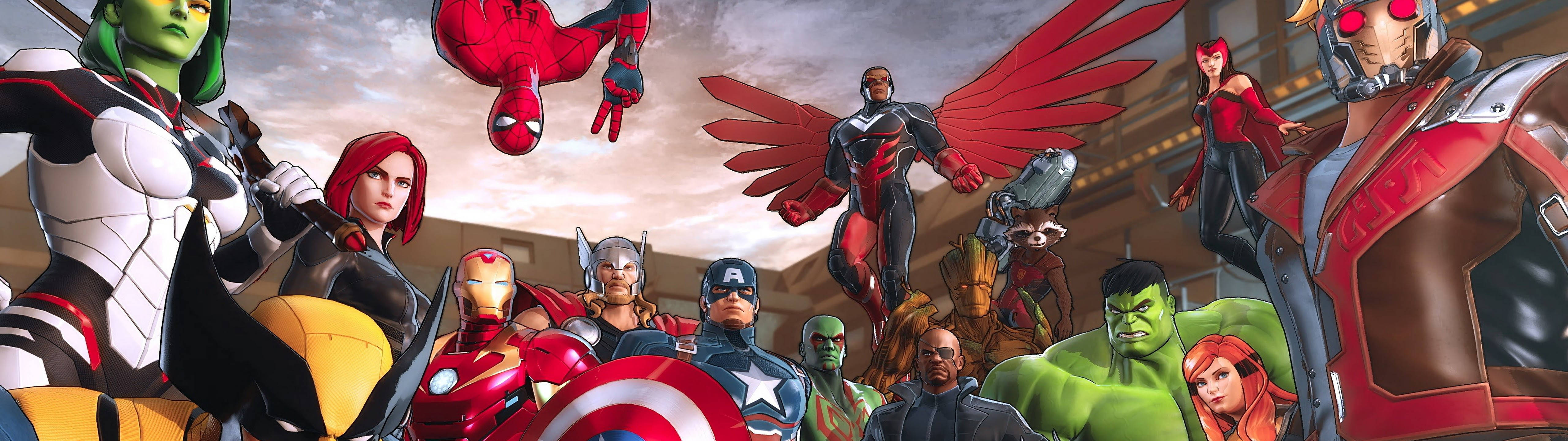 Персонажи комиксов Marvel 5120 x 1440 Обои