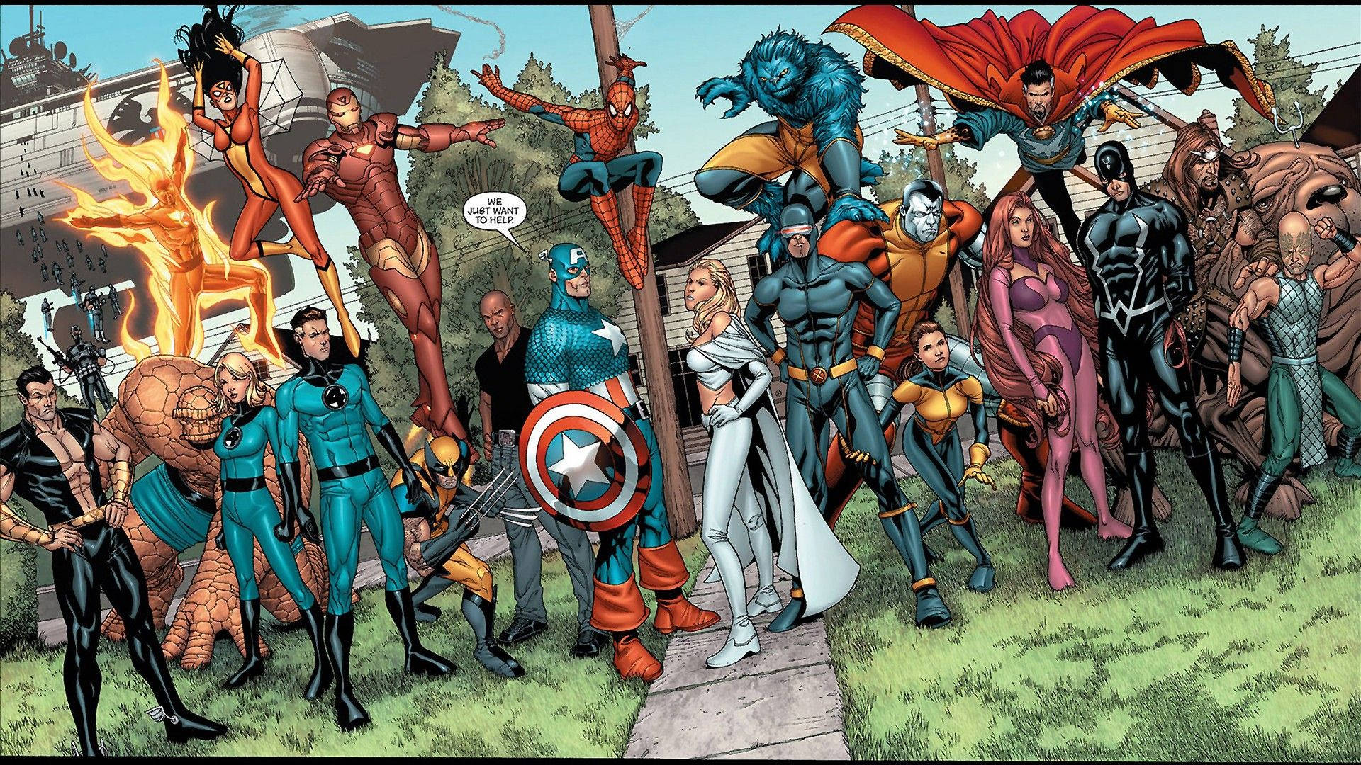 Герои Marvel объединяются Обои