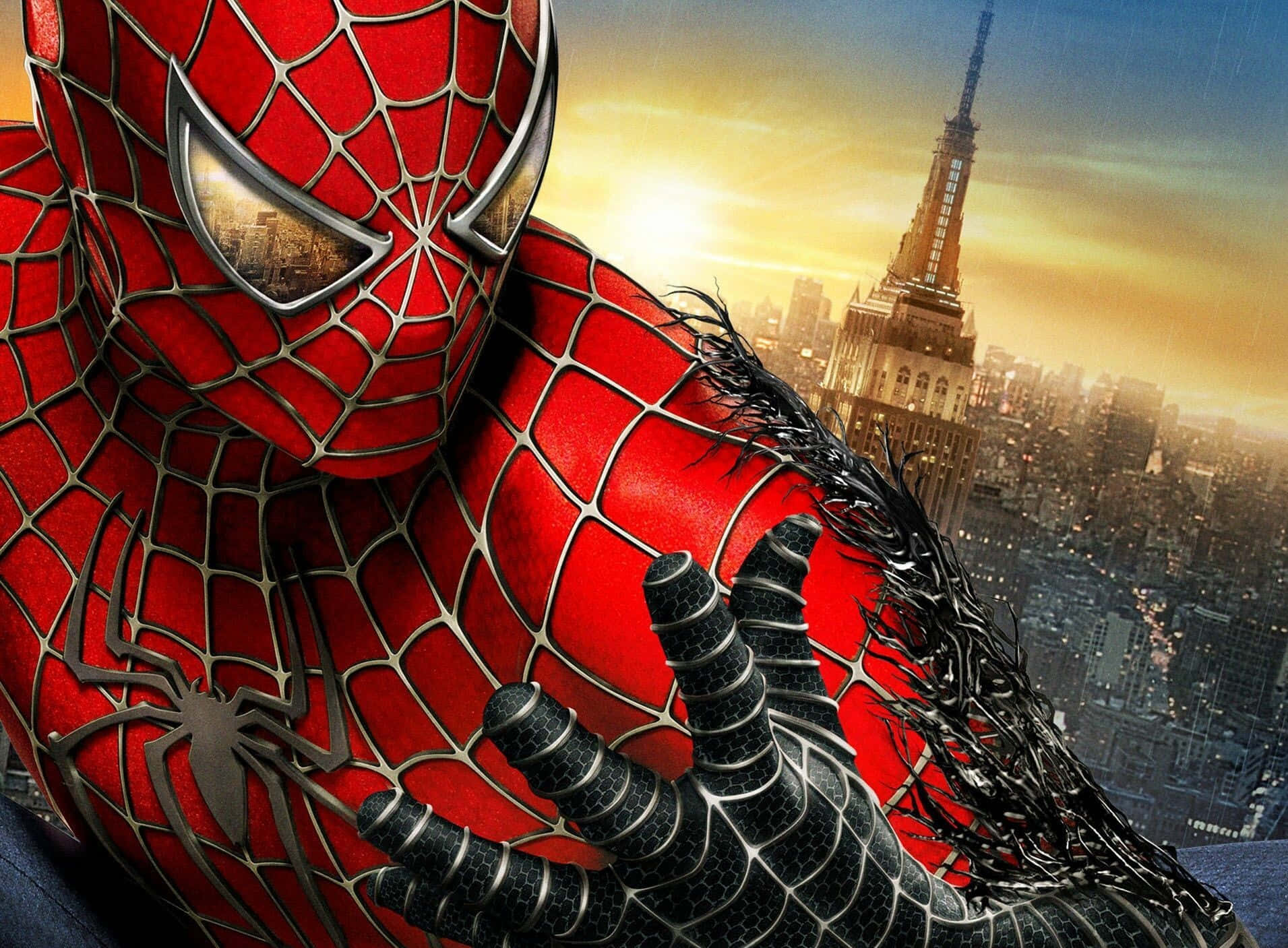 Человек-паук из комиксов Marvel в действии Обои