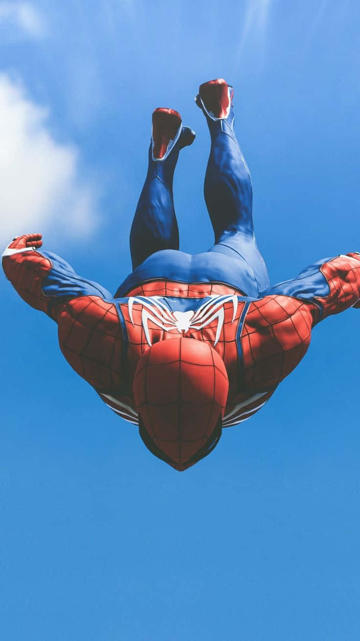 Человек-паук из Marvel PS4 ныряет с неба Обои
