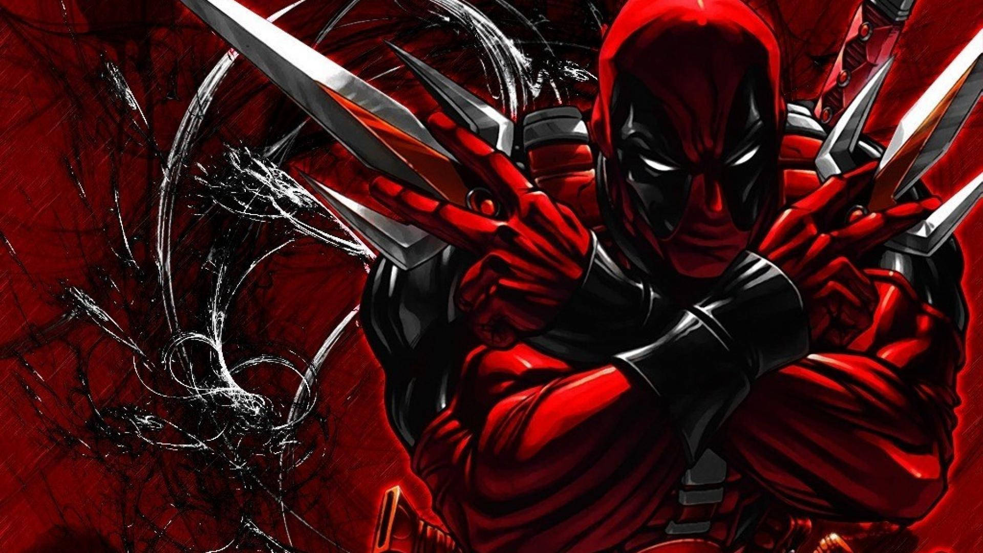 Динамичный портрет Дэдпула от Marvel Обои