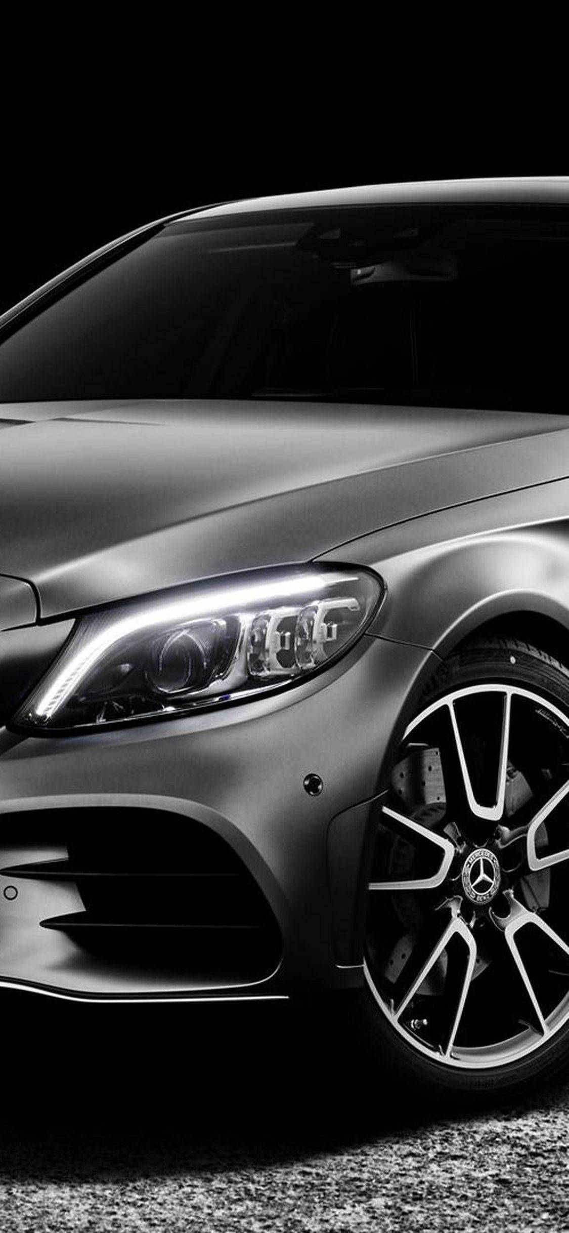 Серебряная фара Mercedes Benz iPhone Обои